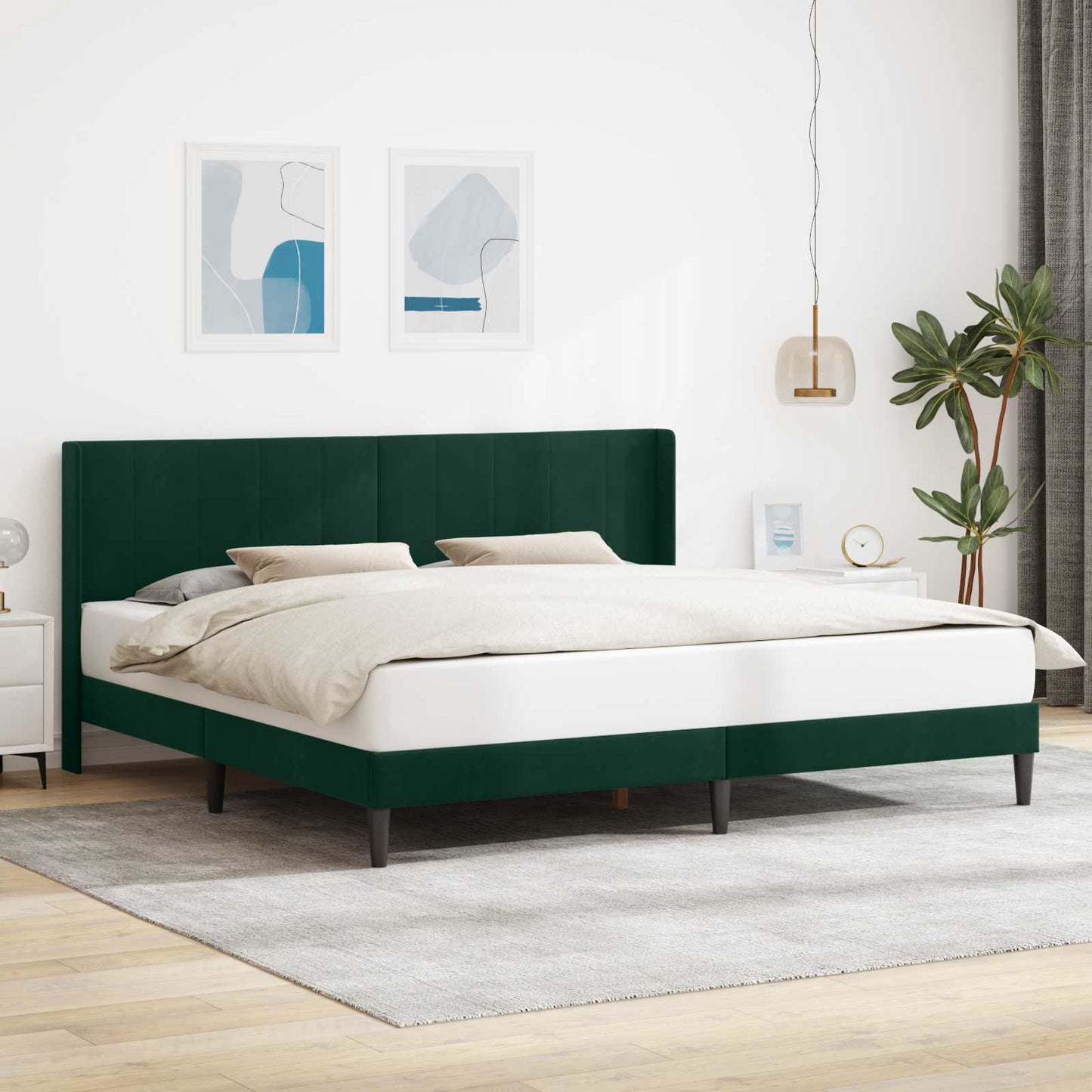 vidaXL Σκελετός Κρεβατιού Σκούρο Πράσινο 180 x 200 cm Βελούδο