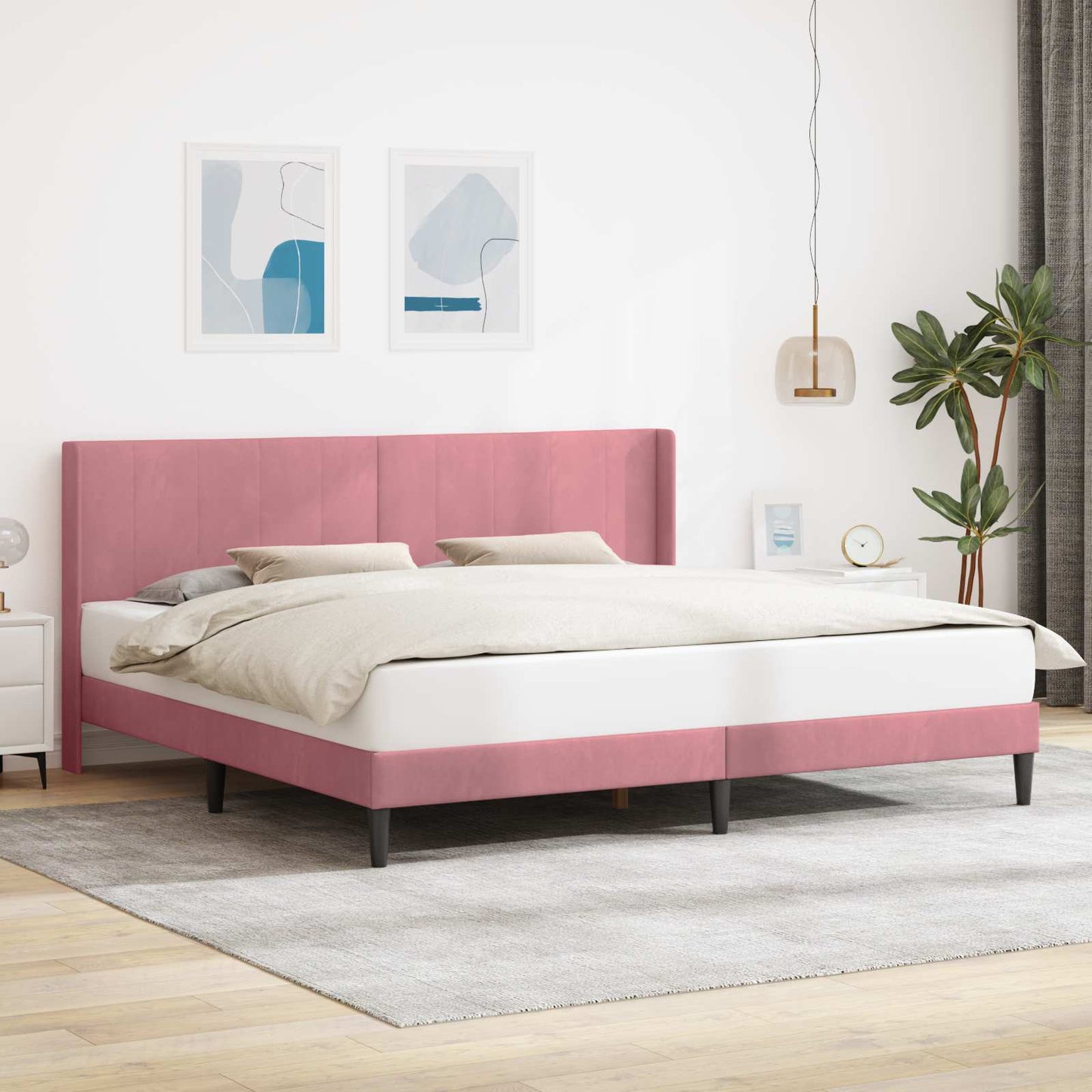 vidaXL Σκελετός Κρεβατιού με κεφαλάρι Ροζ 180 x 200 cm Βελούδο