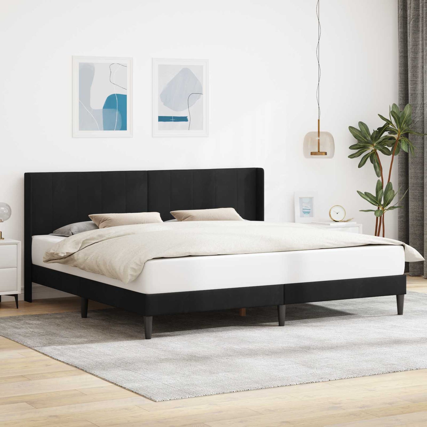 vidaXL Σκελετός Κρεβατιού με κεφαλάρι Μαύρο 200 x 200 cm Βελούδο