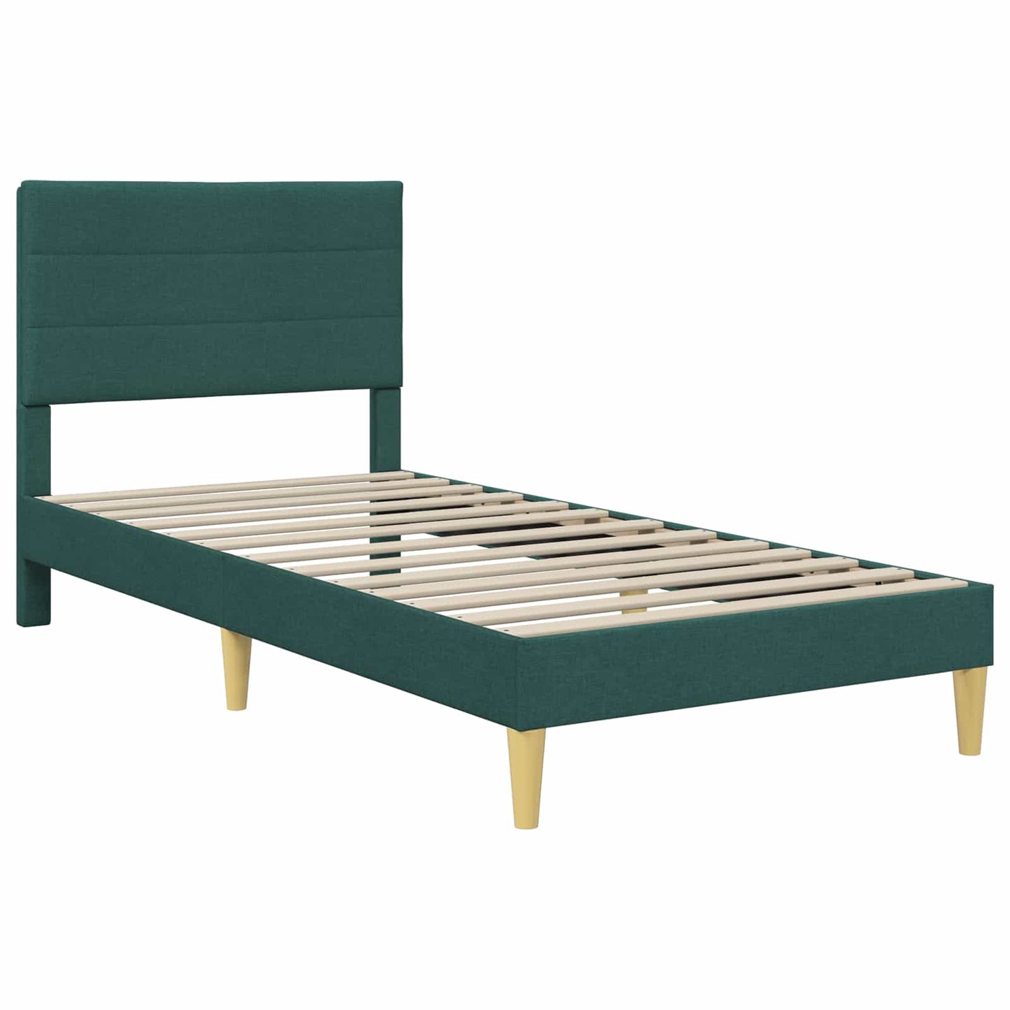 vidaXL Σκελετός Κρεβατιού Σκούρο Πράσινο 90 x 190 cm Ύφασμα