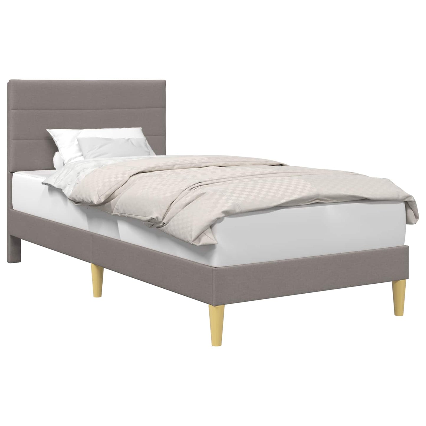vidaXL Σκελετός Κρεβατιού με κεφαλάρι Taupe 90 x 200 cm Ύφασμα