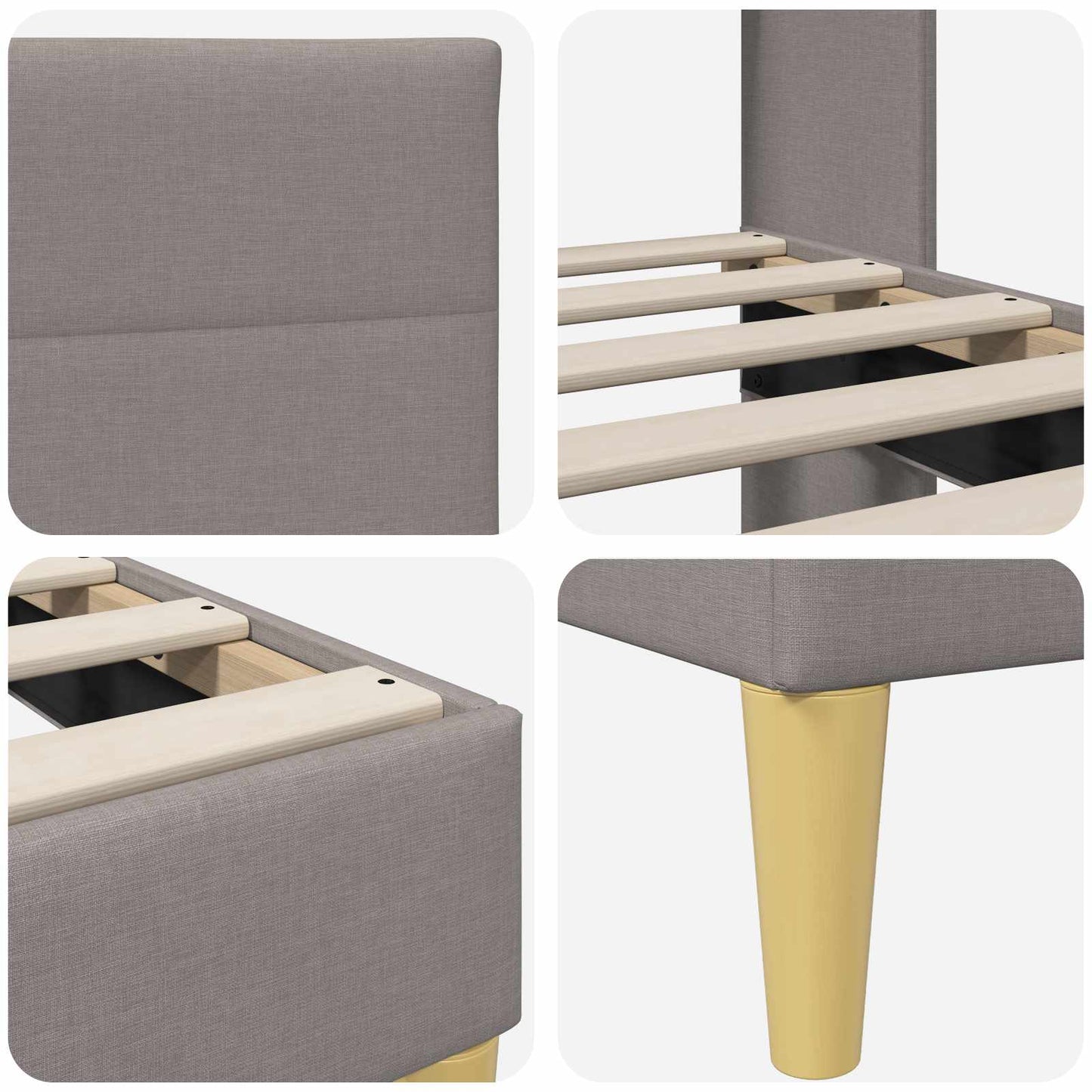 vidaXL Σκελετός Κρεβατιού με κεφαλάρι Taupe 140 x 200 cm Ύφασμα