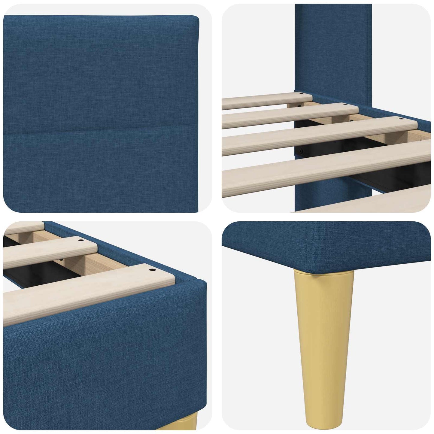 vidaXL Σκελετός Κρεβατιού με κεφαλάρι Μπλε 160 x 200 cm Ύφασμα