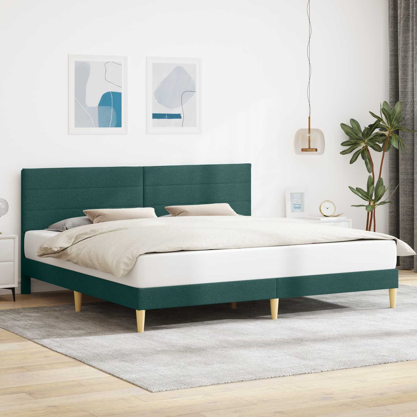 vidaXL Σκελετός Κρεβατιού Σκούρο Πράσινο 180 x 200 cm Ύφασμα