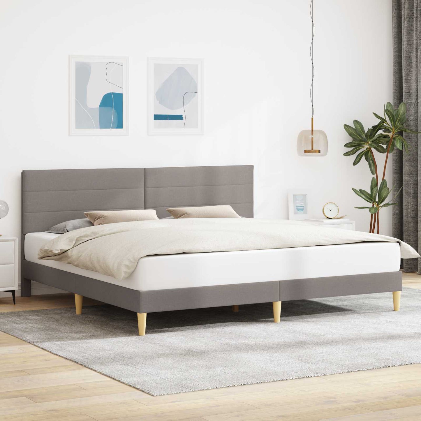 vidaXL Σκελετός Κρεβατιού με κεφαλάρι Taupe 180 x 200 cm Ύφασμα
