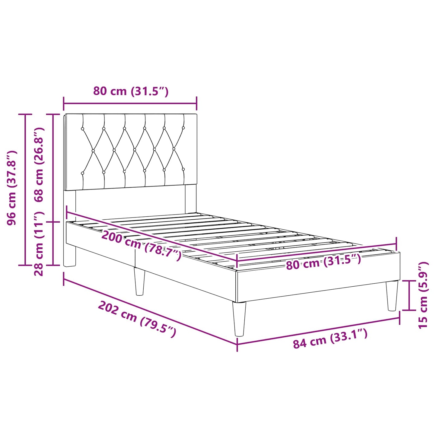 vidaXL Σκελετός Κρεβατιού με κεφαλάρι Μπλε 80 x 200 cm Βελούδο