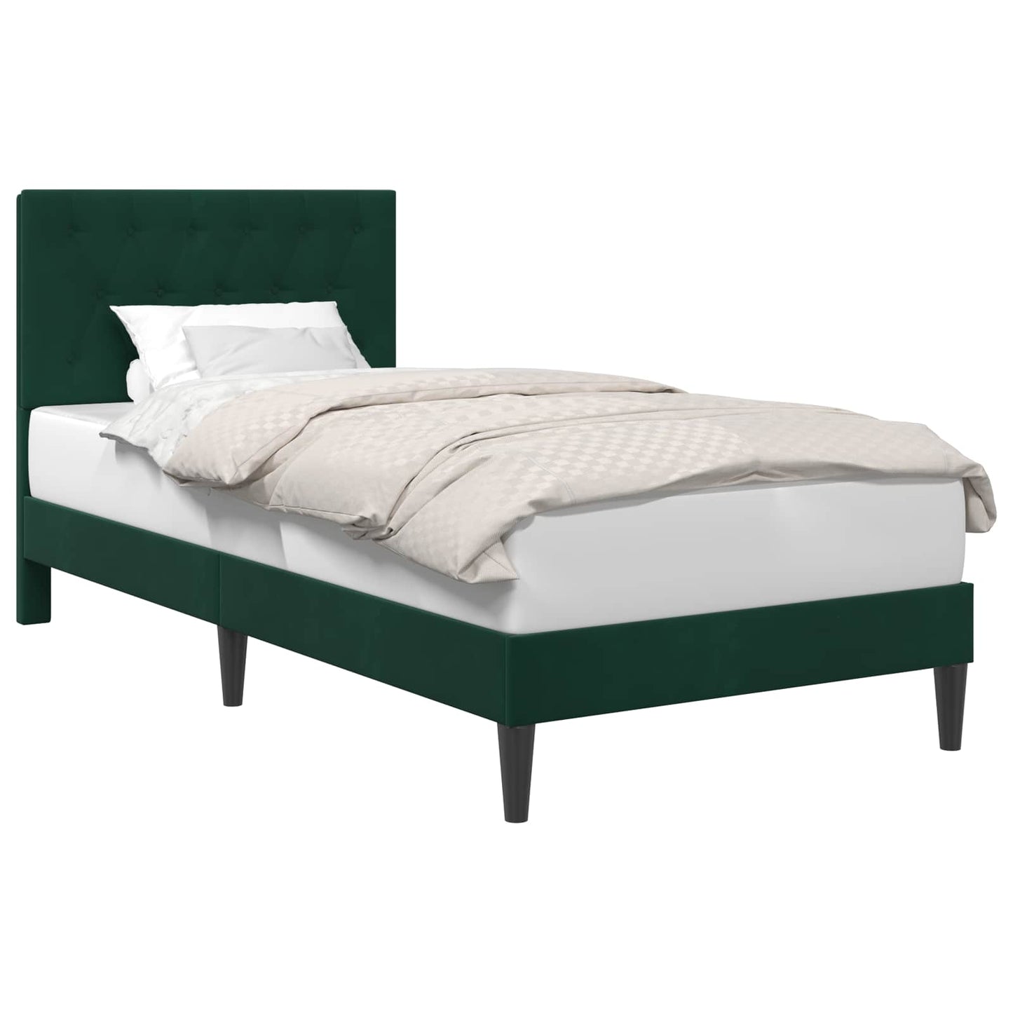 vidaXL Σκελετός Κρεβατιού Σκούρο Πράσινο 90 x 190 cm Βελούδο