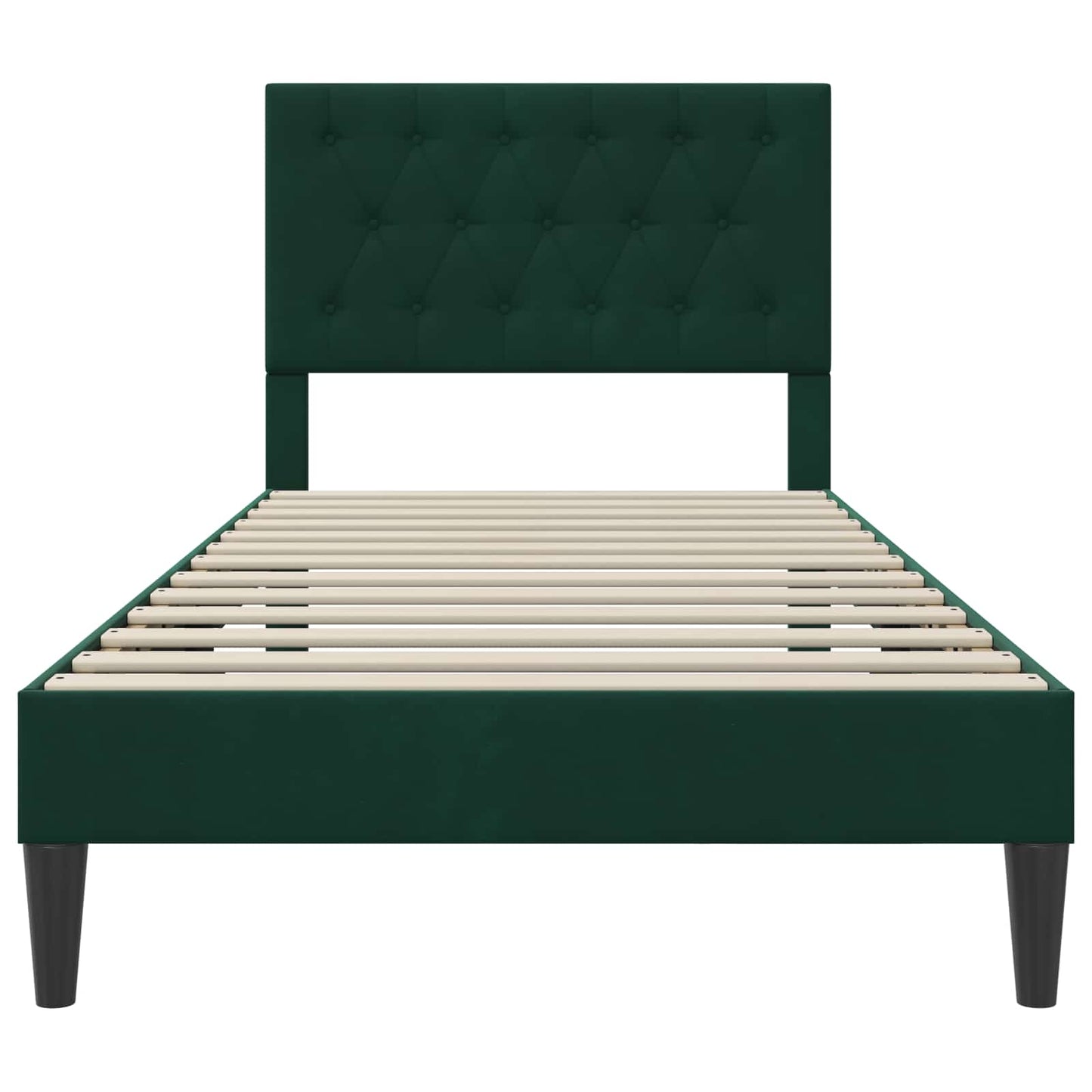 vidaXL Σκελετός Κρεβατιού Σκούρο Πράσινο 90 x 190 cm Βελούδο