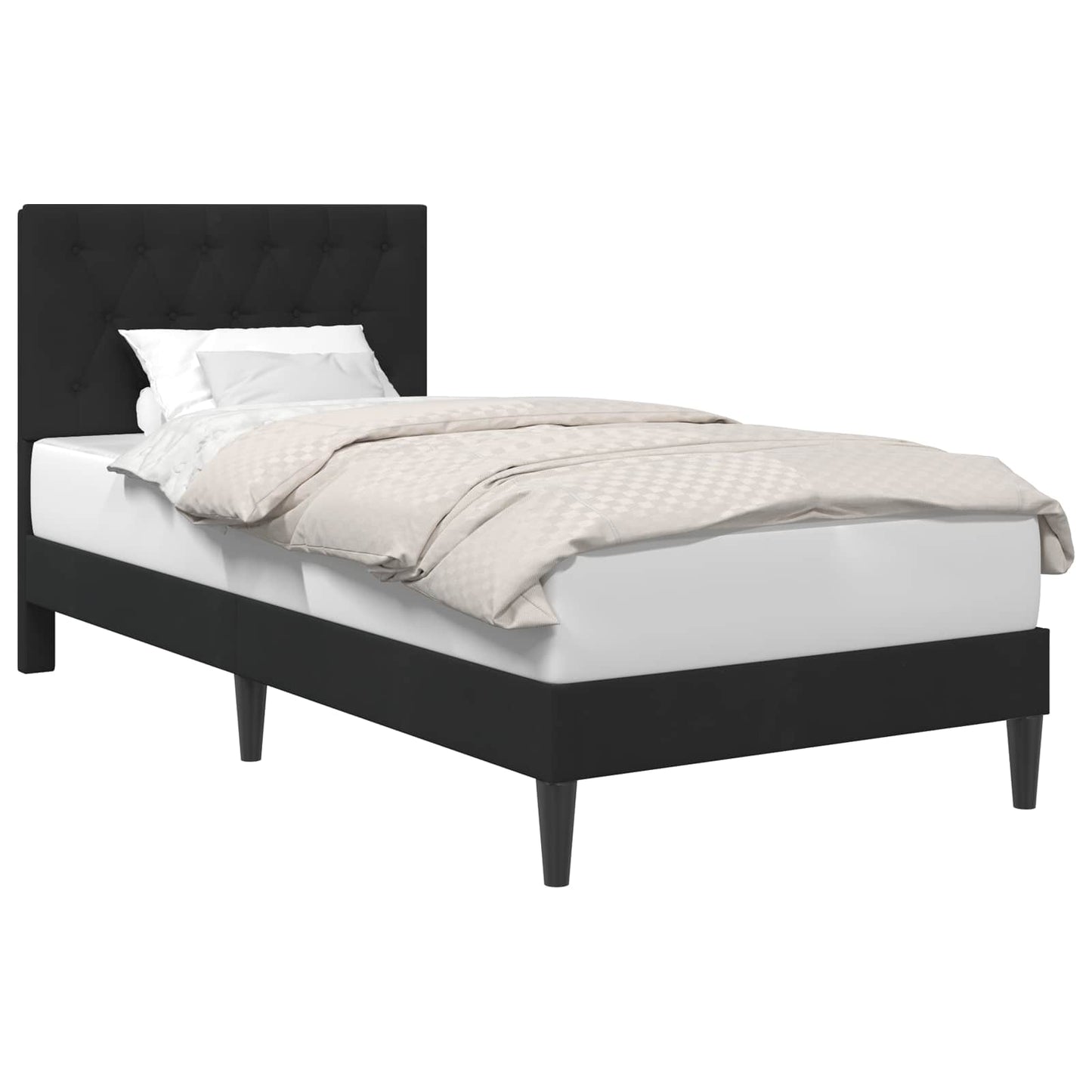 vidaXL Σκελετός Κρεβατιού με κεφαλάρι Μαύρο 90 x 200 cm Βελούδο