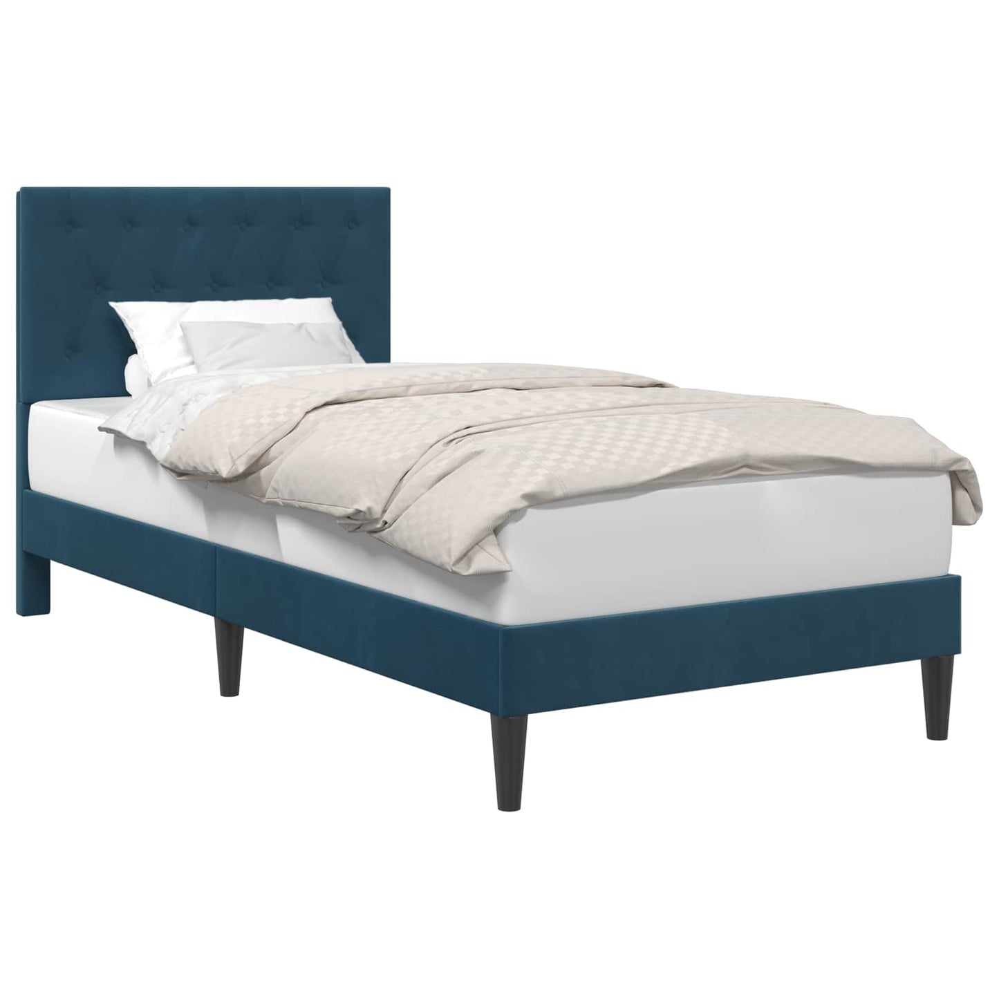 vidaXL Σκελετός Κρεβατιού με κεφαλάρι Μπλε 90 x 200 cm Βελούδο
