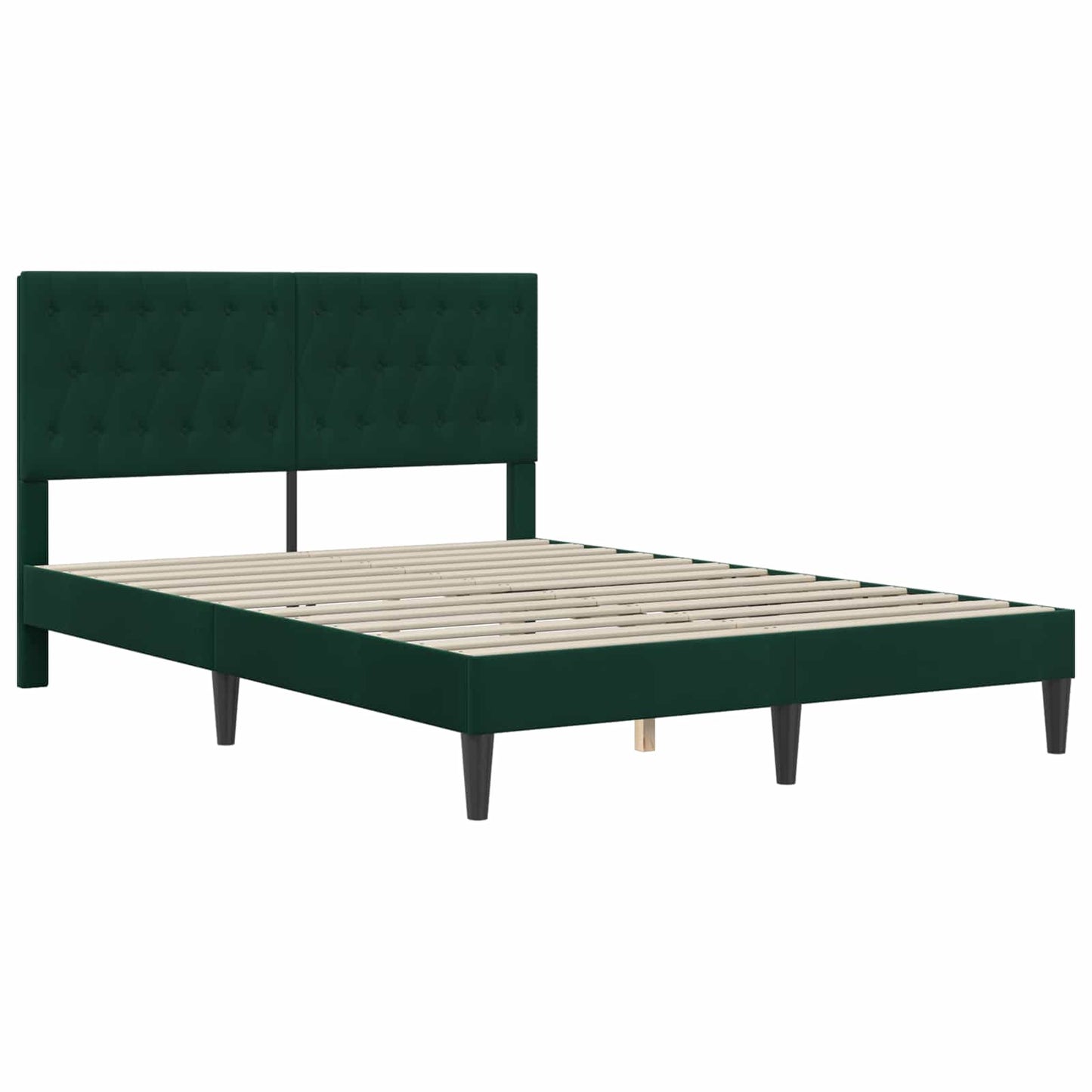 vidaXL Σκελετός Κρεβατιού Σκούρο Πράσινο 140 x 190 cm Βελούδο