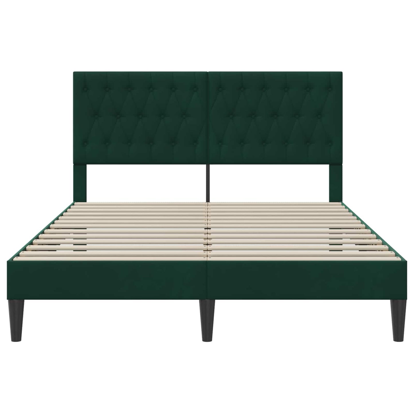 vidaXL Σκελετός Κρεβατιού Σκούρο Πράσινο 140 x 190 cm Βελούδο