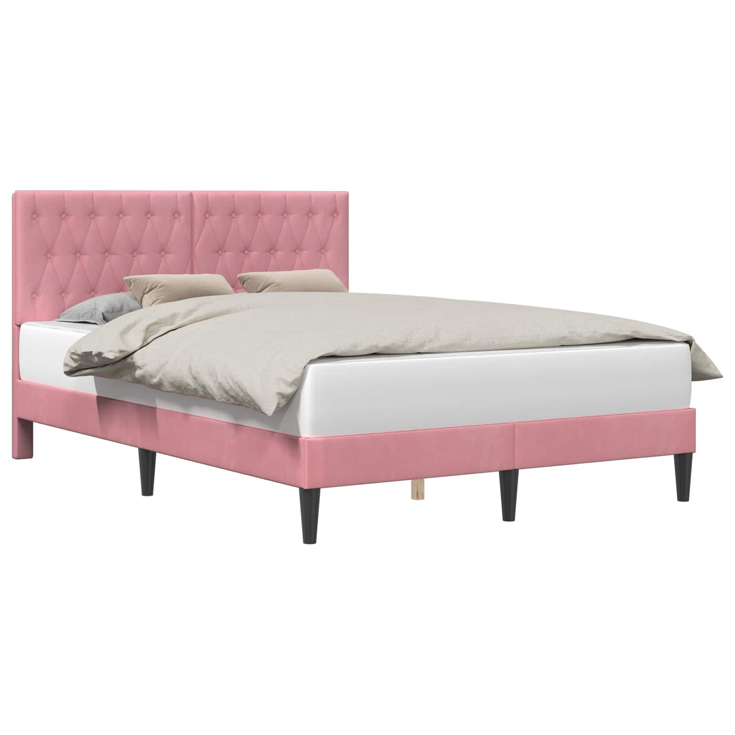 vidaXL Σκελετός Κρεβατιού με κεφαλάρι Ροζ 140 x 190 cm Βελούδο