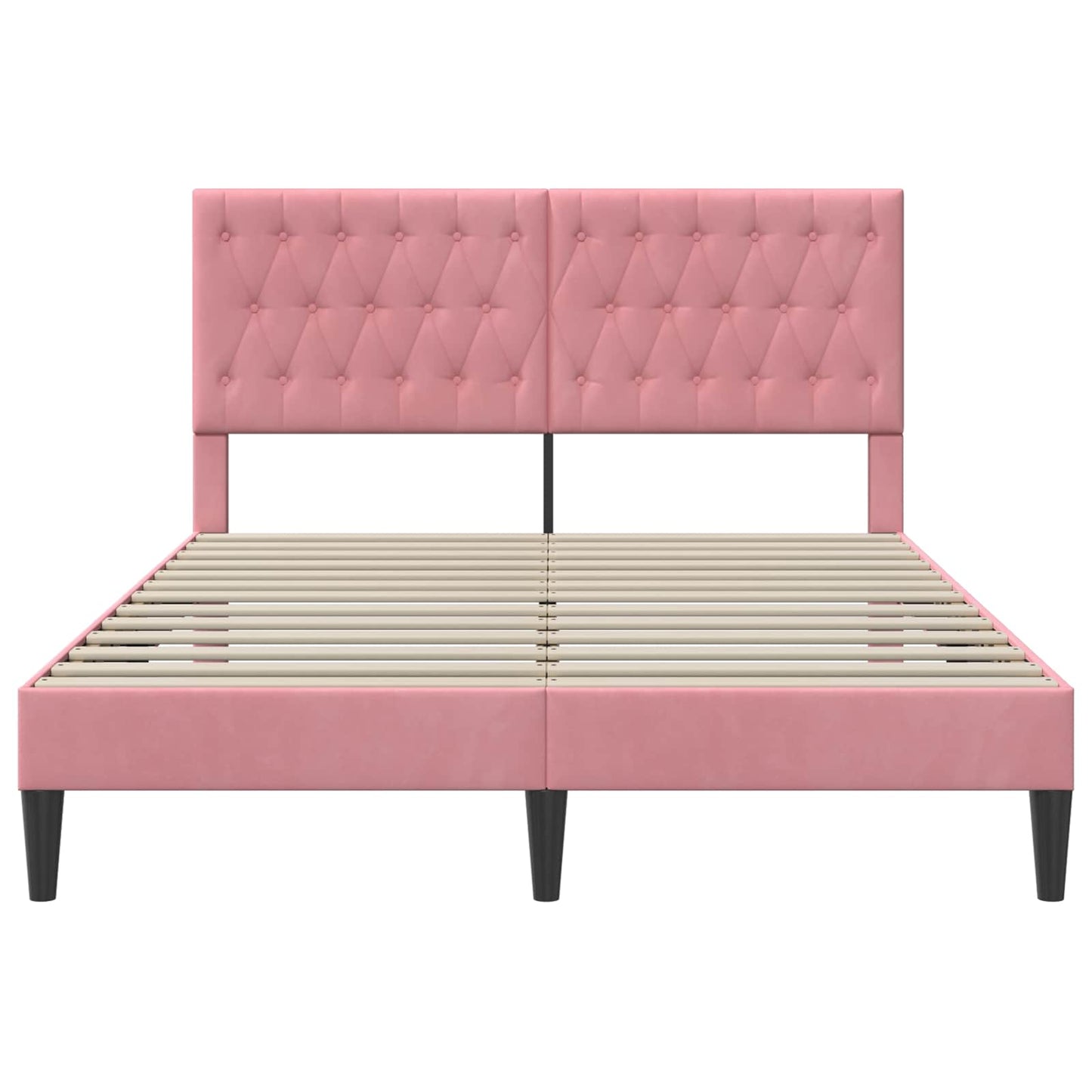 vidaXL Σκελετός Κρεβατιού με κεφαλάρι Ροζ 140 x 190 cm Βελούδο