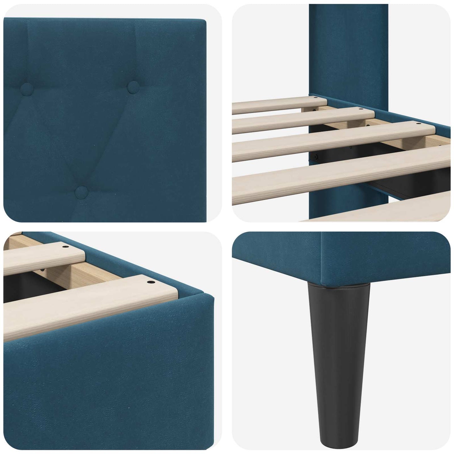 vidaXL Σκελετός Κρεβατιού με κεφαλάρι Μπλε 140 x 190 cm Βελούδο