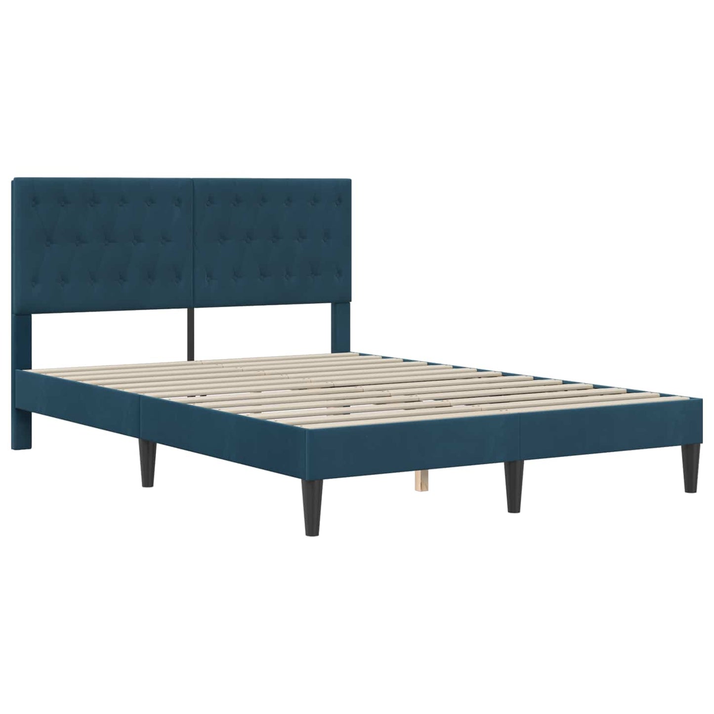 vidaXL Σκελετός Κρεβατιού με κεφαλάρι Μπλε 140 x 190 cm Βελούδο