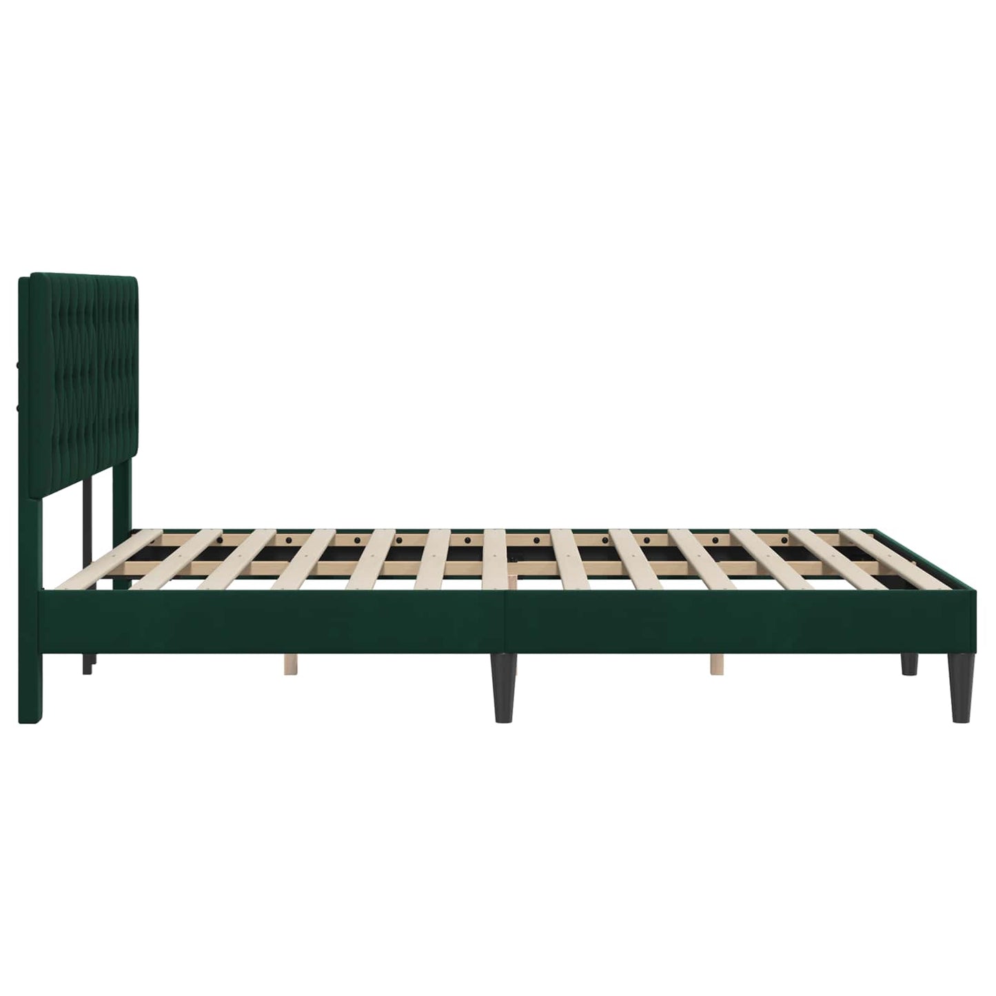vidaXL Σκελετός Κρεβατιού Σκούρο Πράσινο 140 x 200 cm Βελούδο