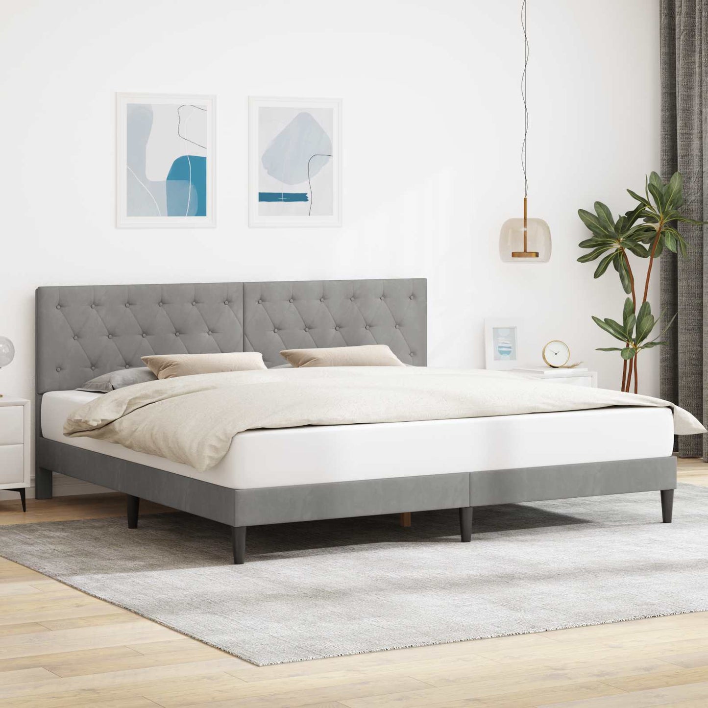 vidaXL Σκελετός Κρεβατιού Ανοιχτό γκρι 180 x 200 cm Βελούδο