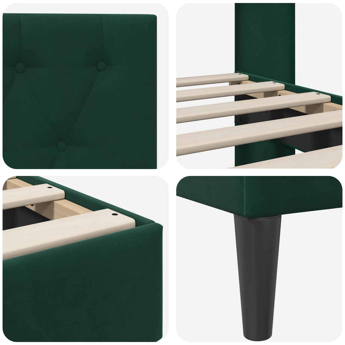 vidaXL Σκελετός Κρεβατιού Σκούρο Πράσινο 180 x 200 cm Βελούδο