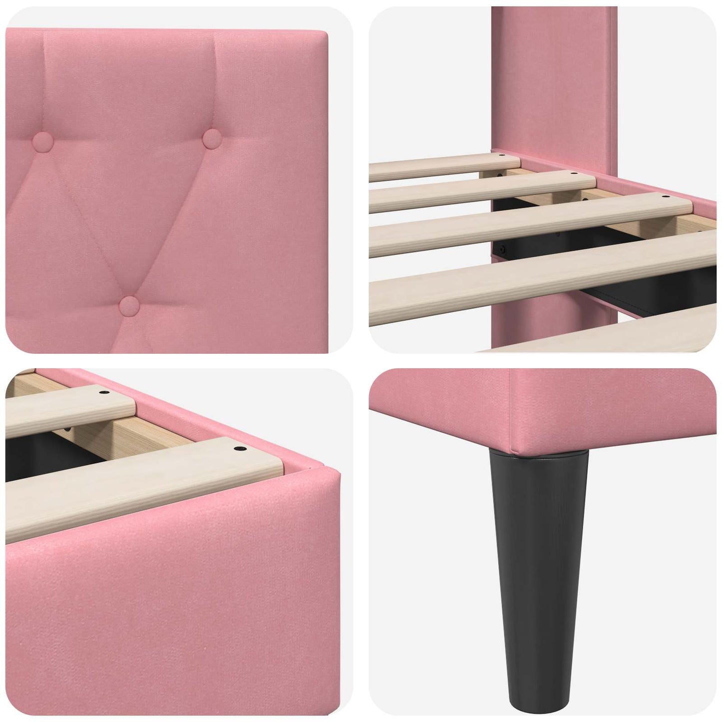 vidaXL Σκελετός Κρεβατιού με κεφαλάρι Ροζ 180 x 200 cm Βελούδο