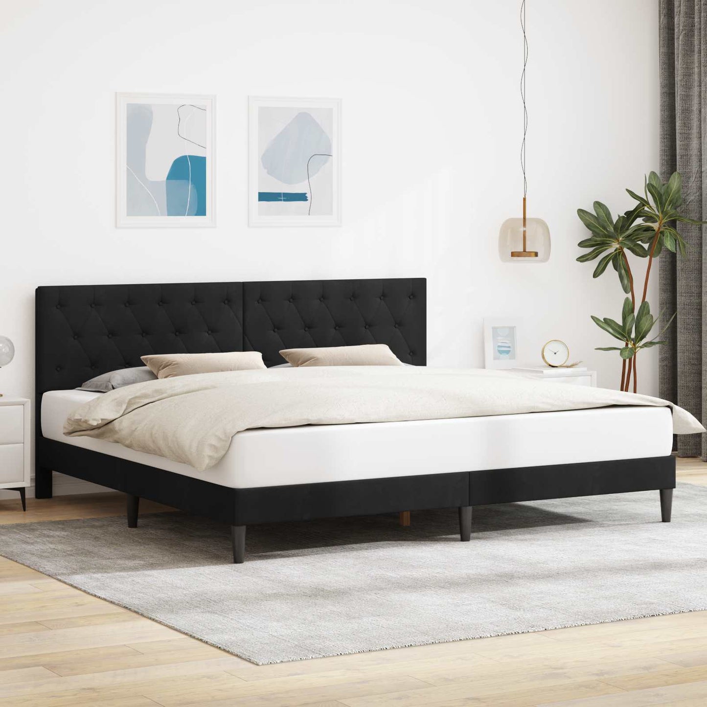 vidaXL Σκελετός Κρεβατιού με κεφαλάρι Μαύρο 180 x 200 cm Βελούδο