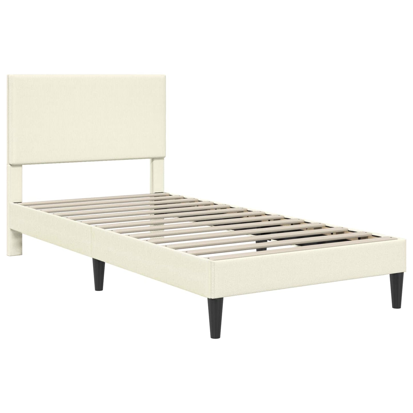 vidaXL Σκελετός Κρεβατιού Κρεμ 90 x 190 cm Υφασμάτινο Κορντουρά