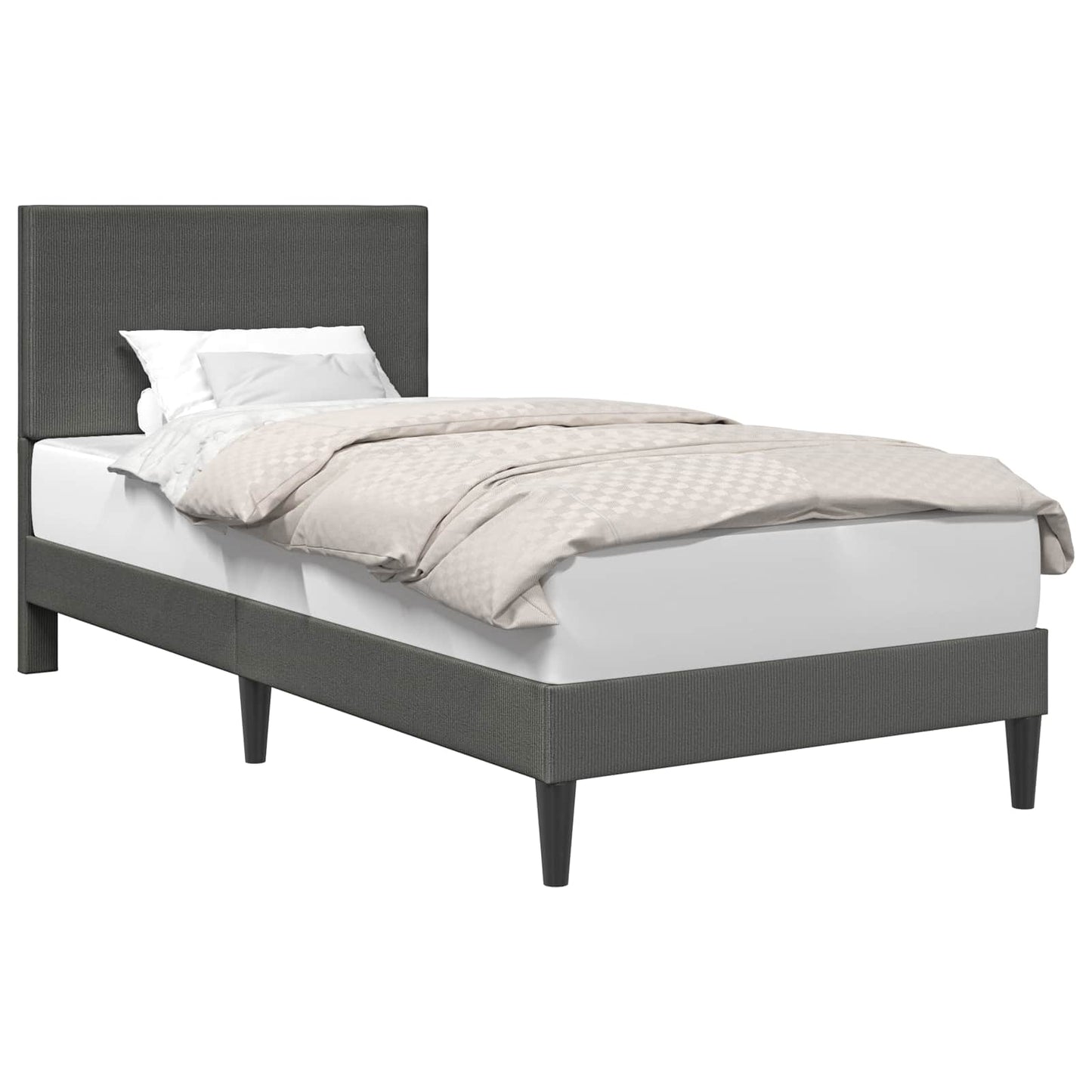 vidaXL Σκελετός Κρεβατιού Σκούρο Γκρι 90 x 200 cm Υφασμάτινο Κορντουρά