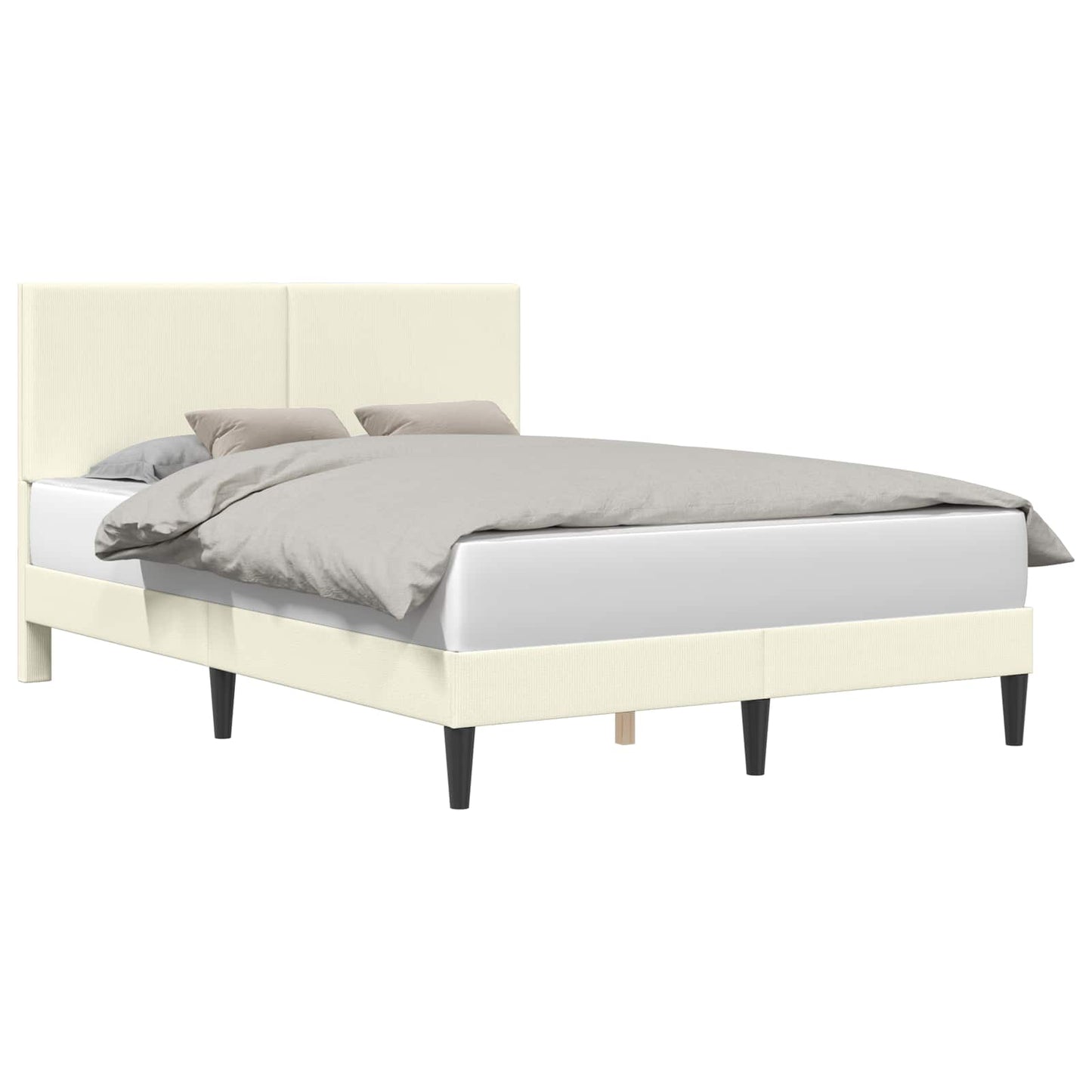 vidaXL Σκελετός Κρεβατιού Κρεμ 140 x 200 cm Υφασμάτινο Κορντουρά