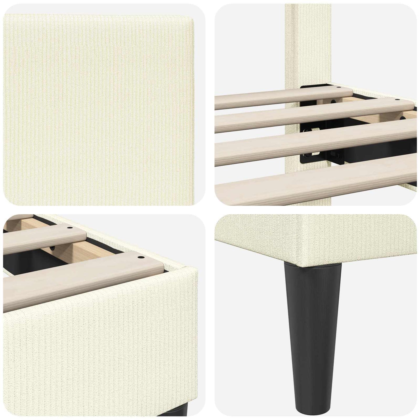 vidaXL Σκελετός Κρεβατιού Κρεμ 180 x 200 cm Υφασμάτινο Κορντουρά