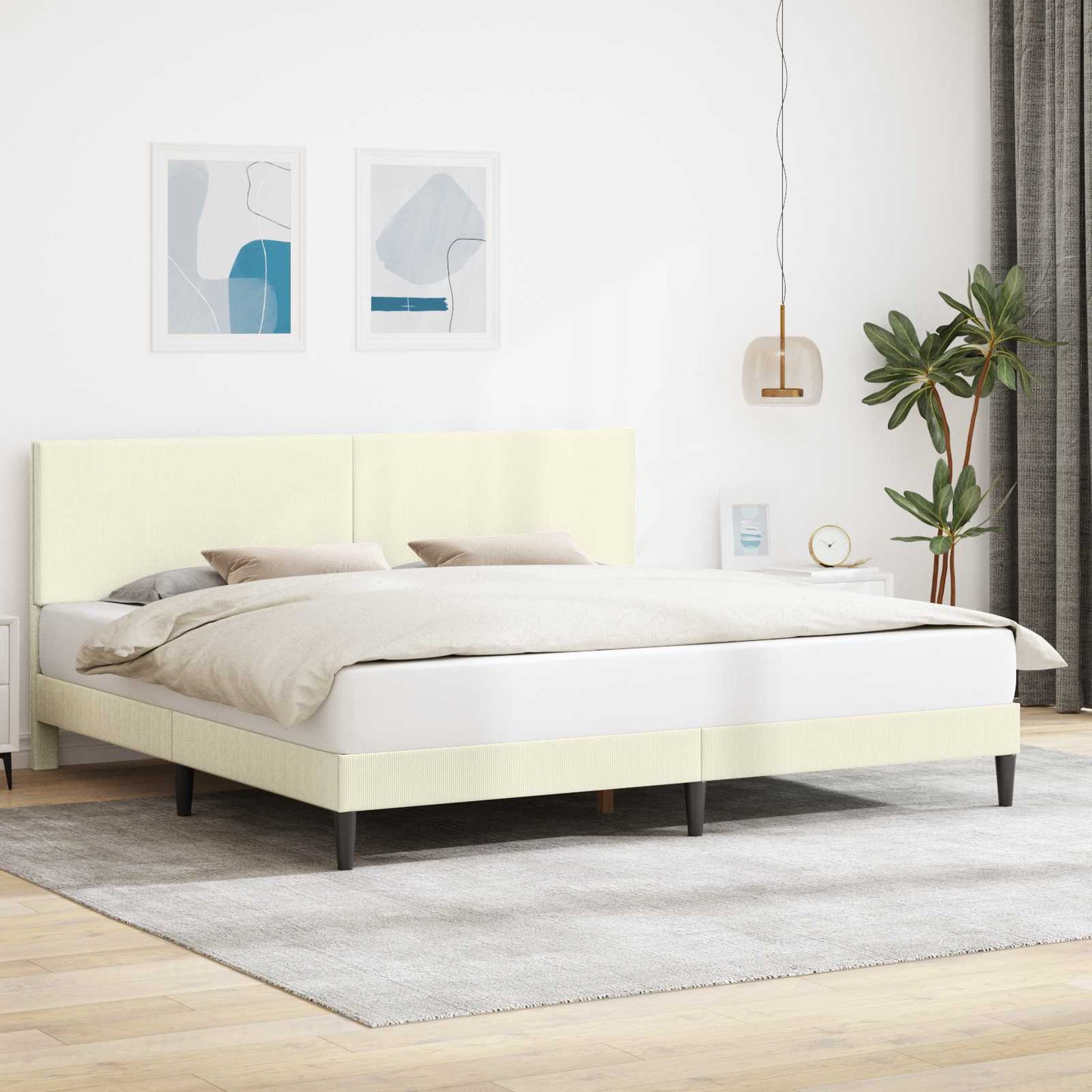 vidaXL Σκελετός Κρεβατιού Κρεμ 180 x 200 cm Υφασμάτινο Κορντουρά