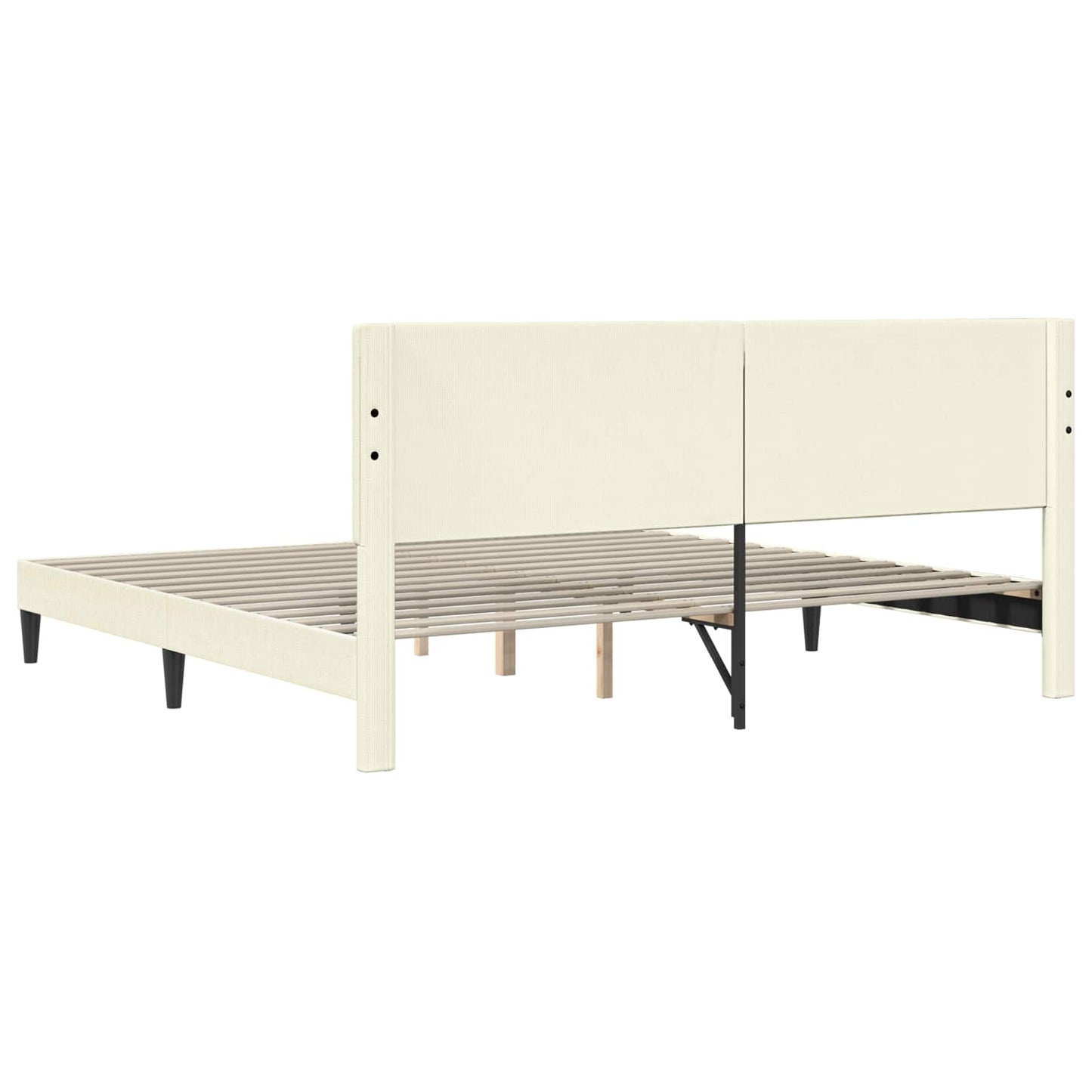 vidaXL Σκελετός Κρεβατιού Κρεμ 200 x 200 cm Υφασμάτινο Κορντουρά