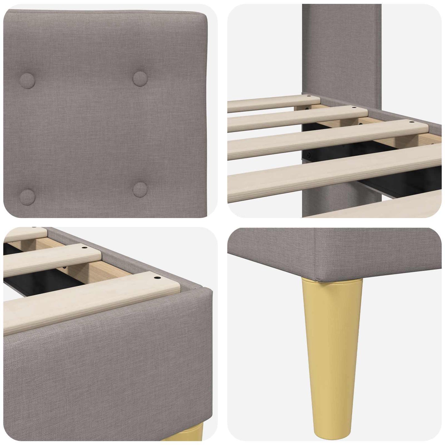 vidaXL Σκελετός Κρεβατιού με κεφαλάρι Taupe 90 x 190 cm Ύφασμα