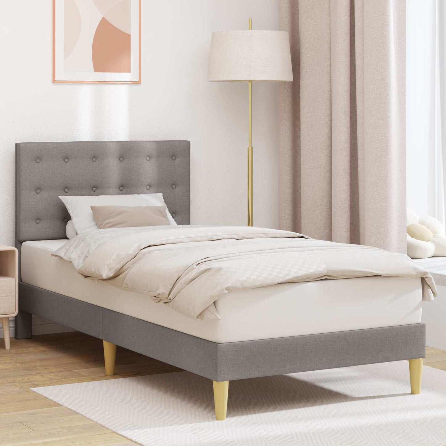 vidaXL Σκελετός Κρεβατιού με κεφαλάρι Taupe 90 x 190 cm Ύφασμα
