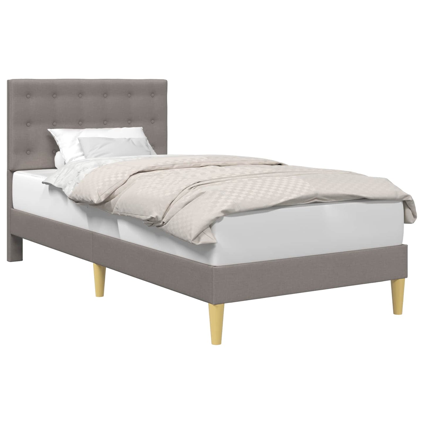 vidaXL Σκελετός Κρεβατιού με κεφαλάρι Taupe 90 x 190 cm Ύφασμα