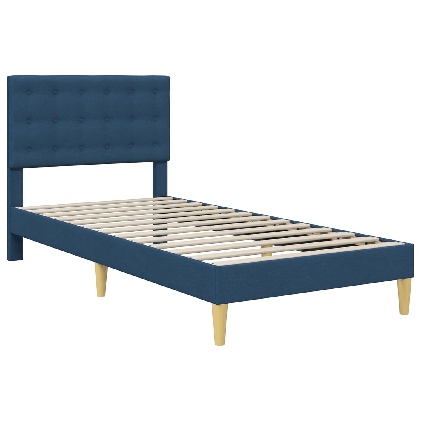 vidaXL Σκελετός Κρεβατιού με κεφαλάρι Μπλε 90 x 190 cm Ύφασμα