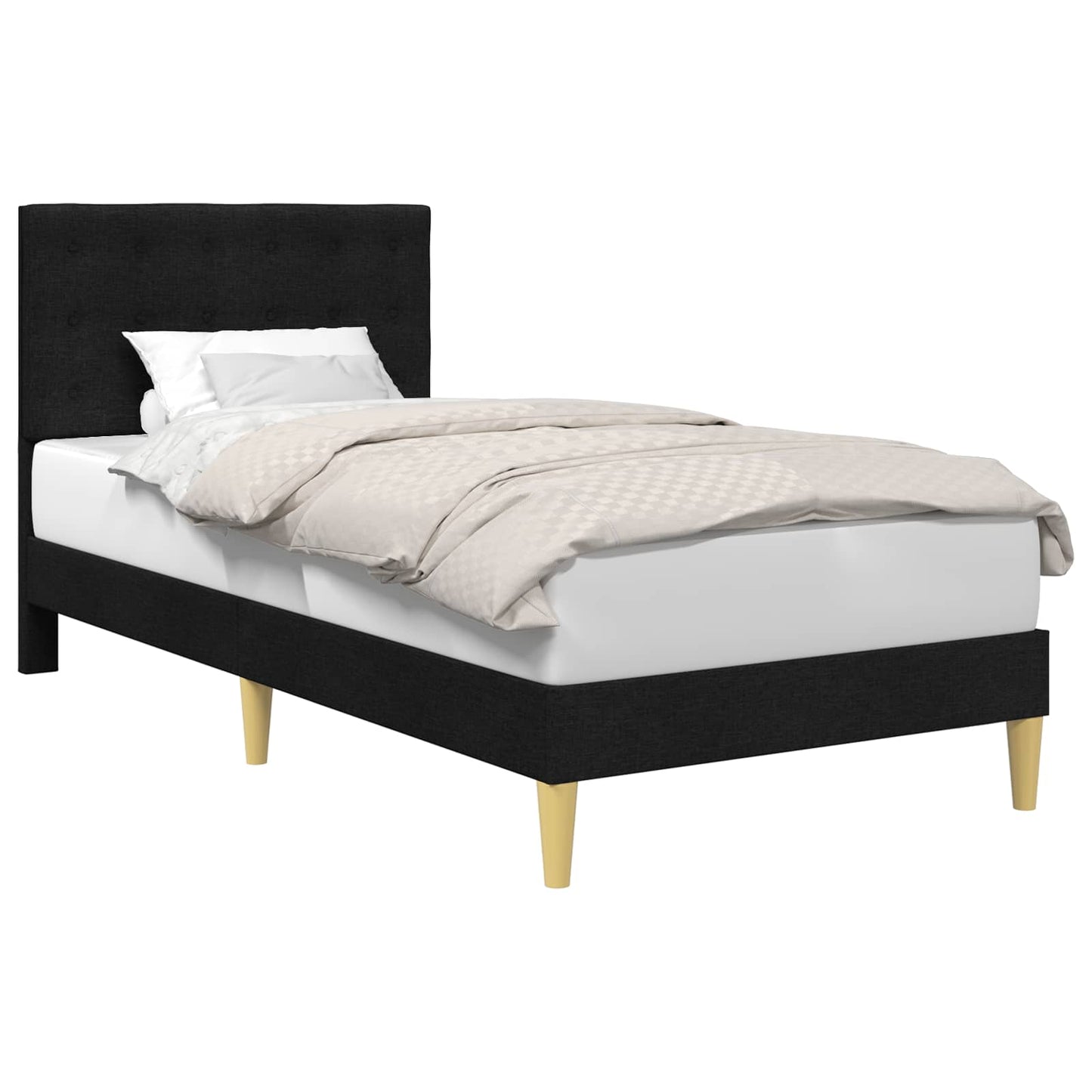 vidaXL Σκελετός Κρεβατιού με κεφαλάρι Μαύρο 90 x 200 cm Ύφασμα