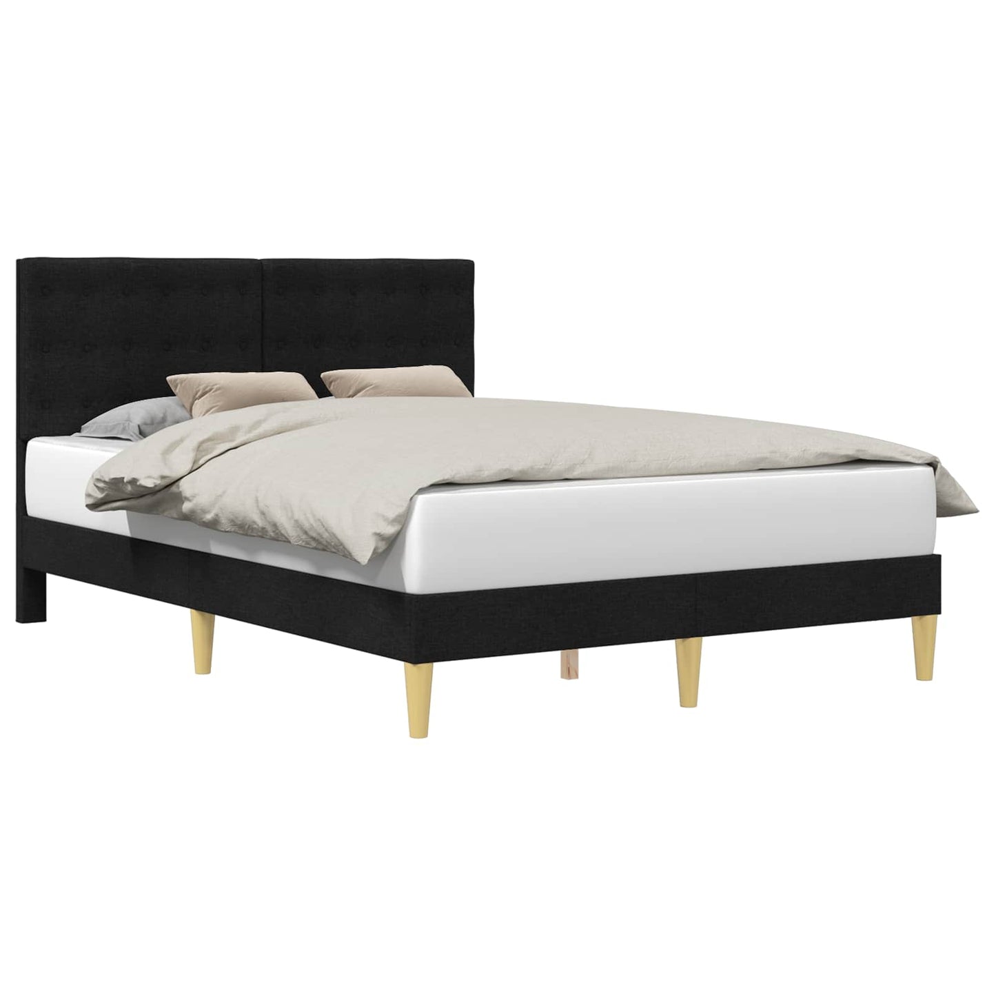 vidaXL Σκελετός Κρεβατιού με κεφαλάρι Μαύρο 120 x 190 cm Ύφασμα