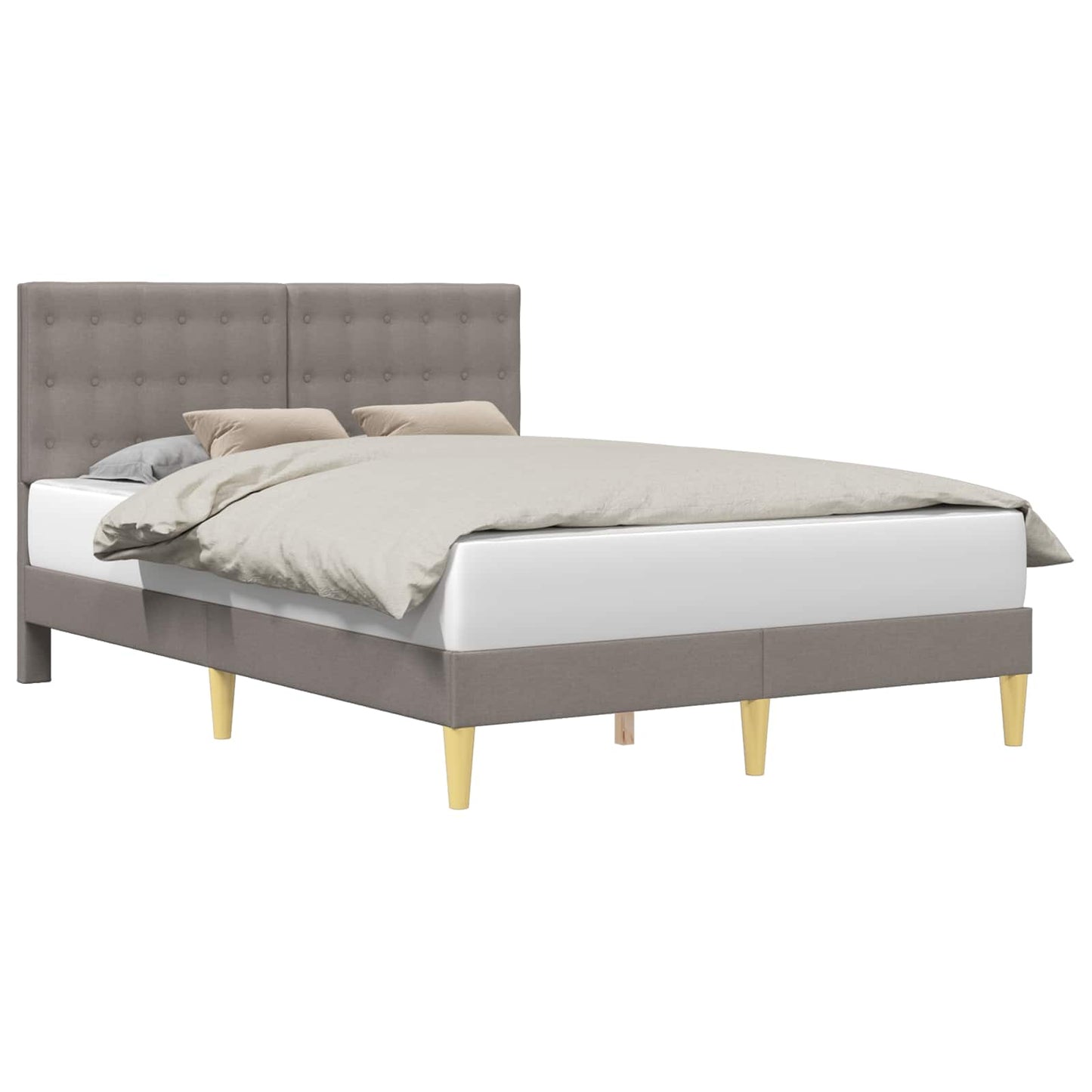 vidaXL Σκελετός Κρεβατιού με κεφαλάρι Taupe 140 x 190 cm Ύφασμα
