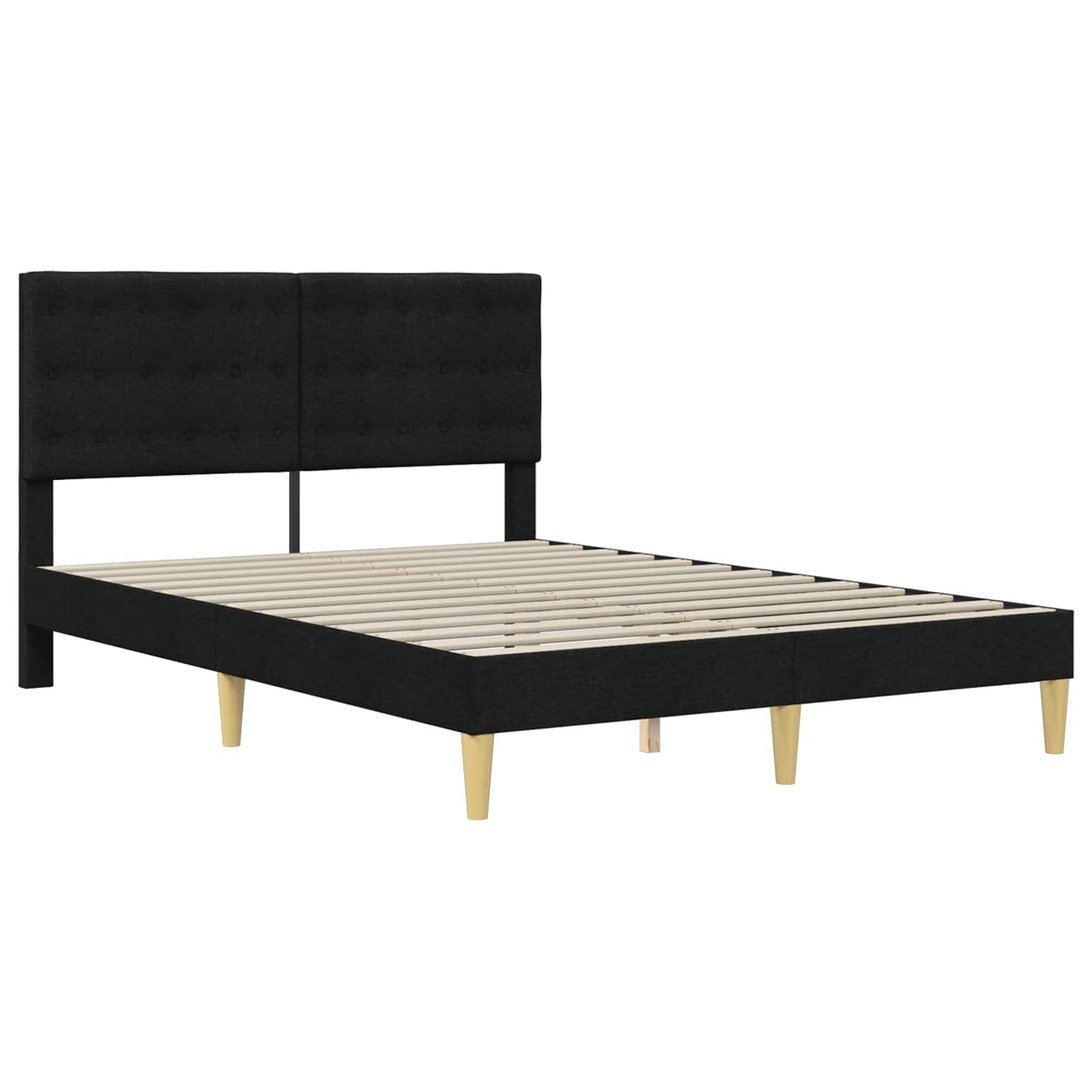 vidaXL Σκελετός Κρεβατιού με κεφαλάρι Μαύρο 140 x 200 cm Ύφασμα