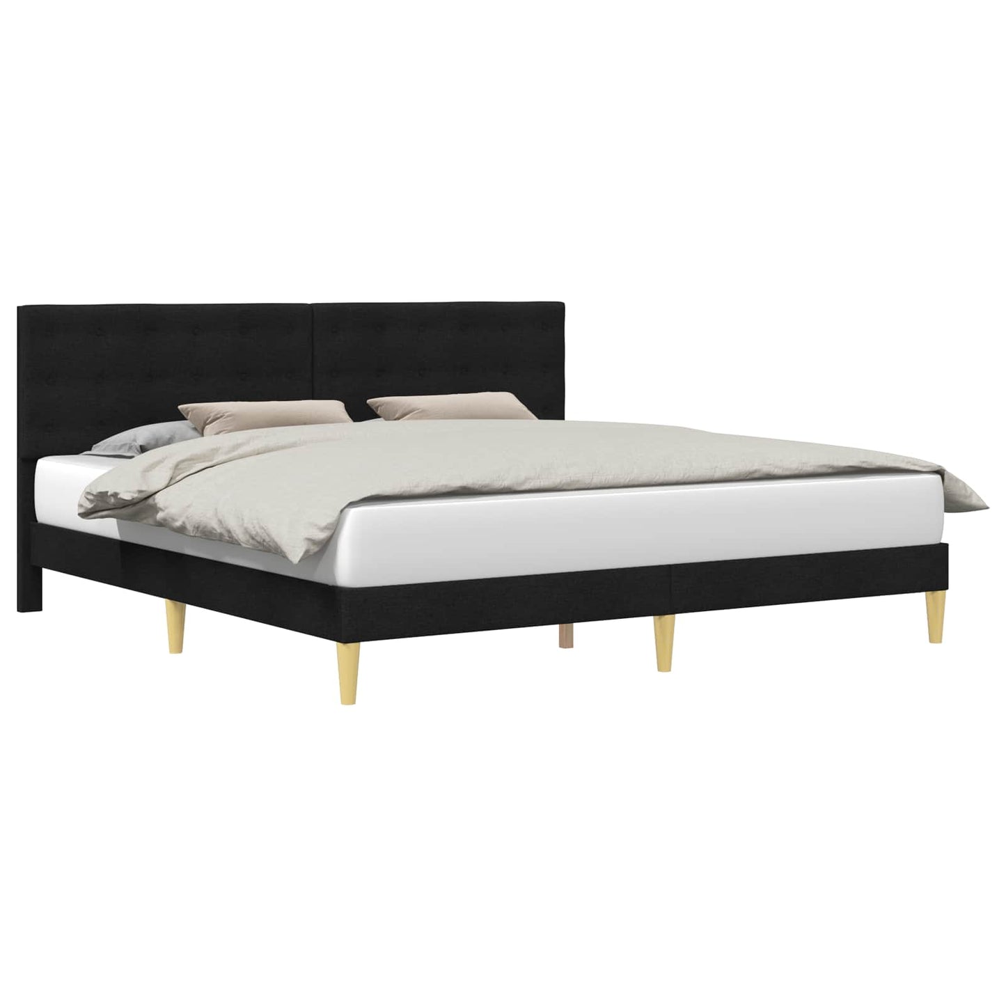 vidaXL Σκελετός Κρεβατιού με κεφαλάρι Μαύρο 180 x 200 cm Ύφασμα