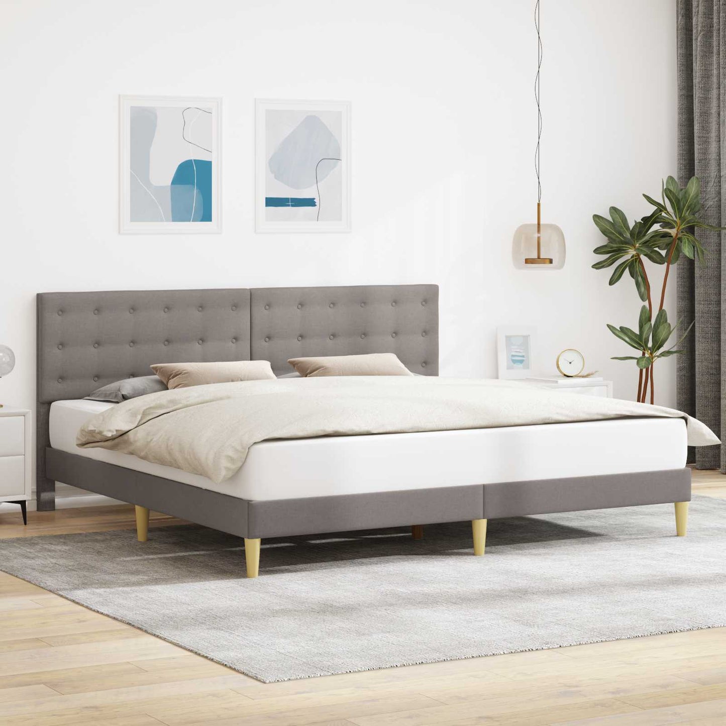 vidaXL Σκελετός Κρεβατιού με κεφαλάρι Taupe 180 x 200 cm Ύφασμα