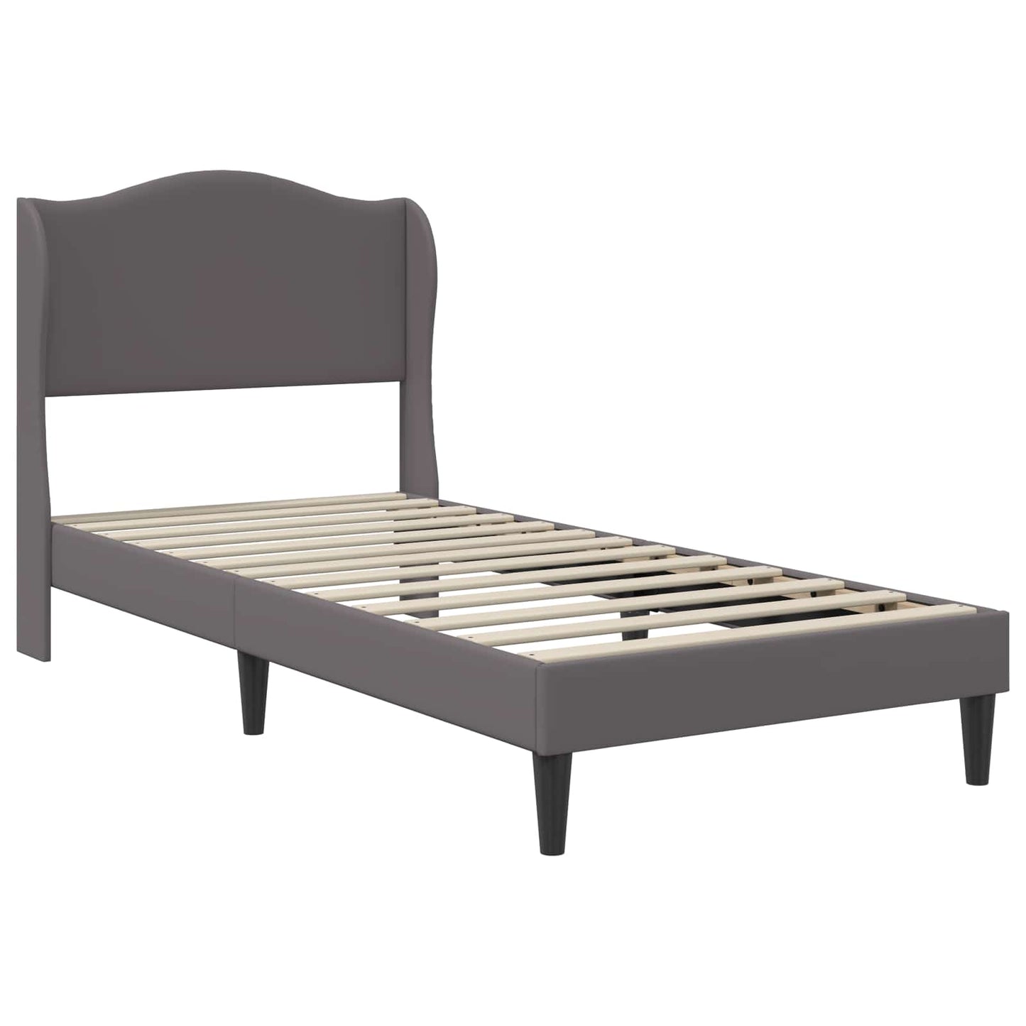 vidaXL Σκελετός Κρεβατιού με κεφαλάρι Γκρι 90 x 200 cm Τεχνητό Δέρμα