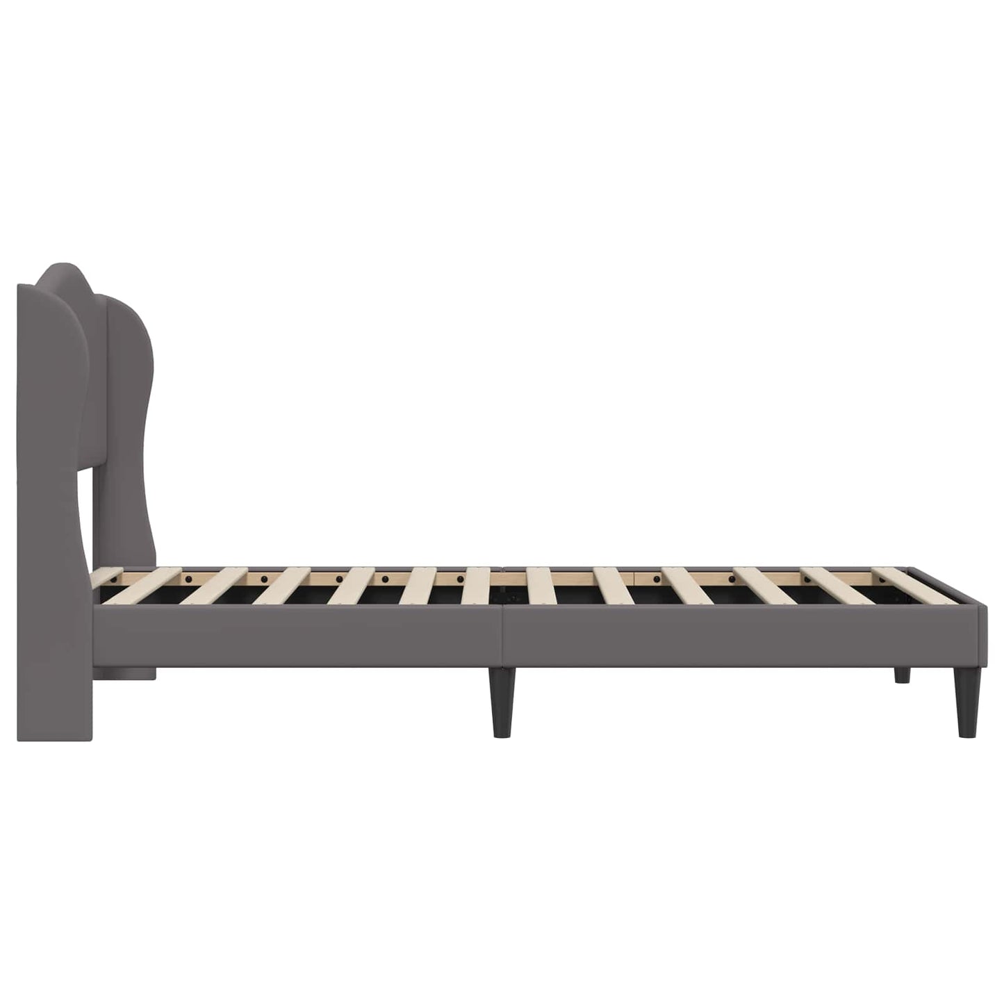 vidaXL Σκελετός Κρεβατιού με κεφαλάρι Γκρι 90 x 200 cm Τεχνητό Δέρμα