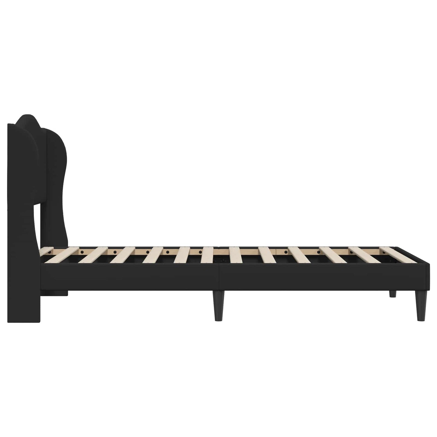 vidaXL Σκελετός Κρεβατιού με κεφαλάρι Μαύρο 90 x 200 cm Τεχνητό Δέρμα