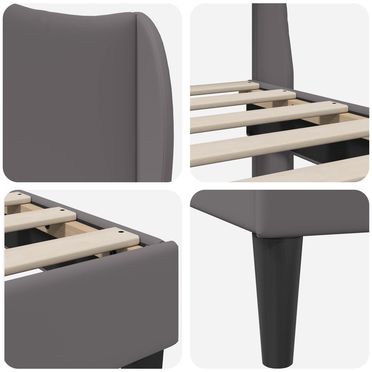 vidaXL Σκελετός Κρεβατιού με κεφαλάρι Γκρι 140 x 190 cm Τεχνητό Δέρμα