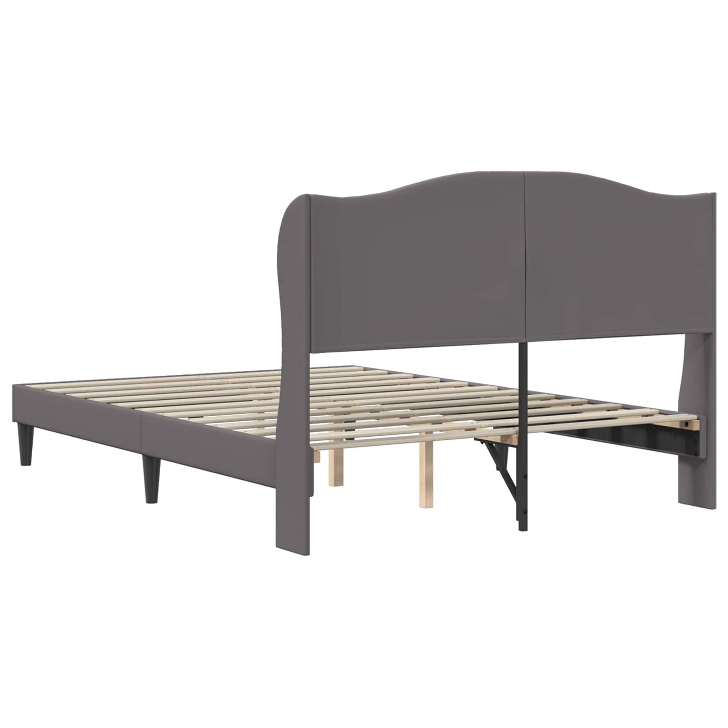 vidaXL Σκελετός Κρεβατιού με κεφαλάρι Γκρι 140 x 190 cm Τεχνητό Δέρμα