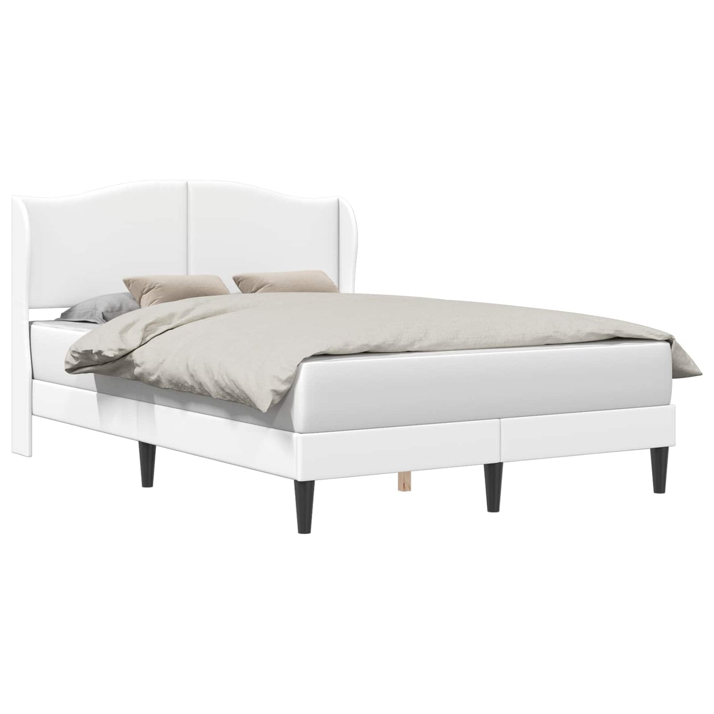 vidaXL Σκελετός Κρεβατιού με κεφαλάρι Λευκό 140 x 190 cm Τεχνητό Δέρμα