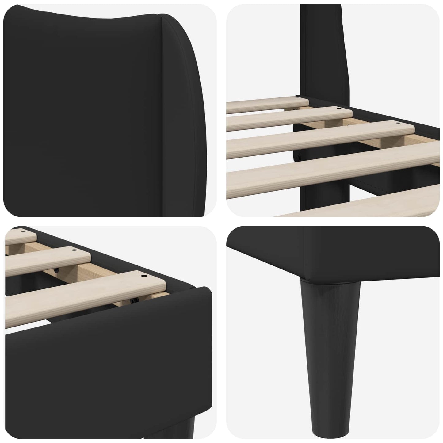 vidaXL Σκελετός Κρεβατιού με κεφαλάρι Μαύρο 140 x 200 cm Τεχνητό Δέρμα
