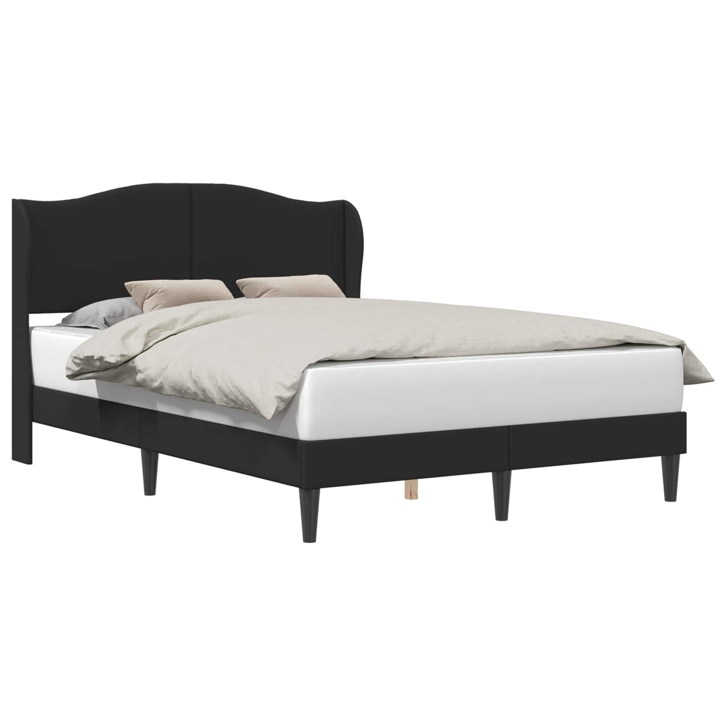 vidaXL Σκελετός Κρεβατιού με κεφαλάρι Μαύρο 140 x 200 cm Τεχνητό Δέρμα