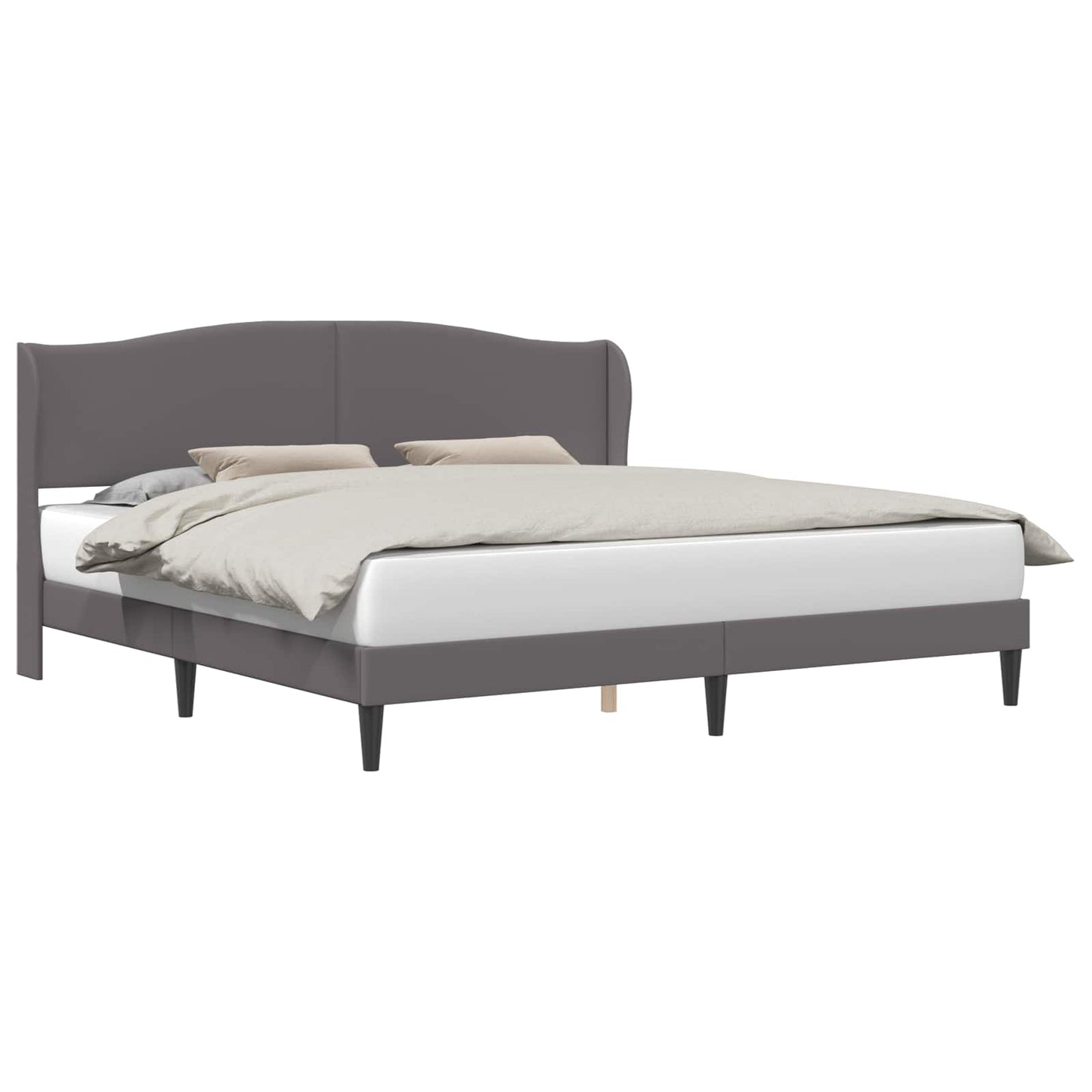 vidaXL Σκελετός Κρεβατιού με κεφαλάρι Γκρι 180 x 200 cm Τεχνητό Δέρμα